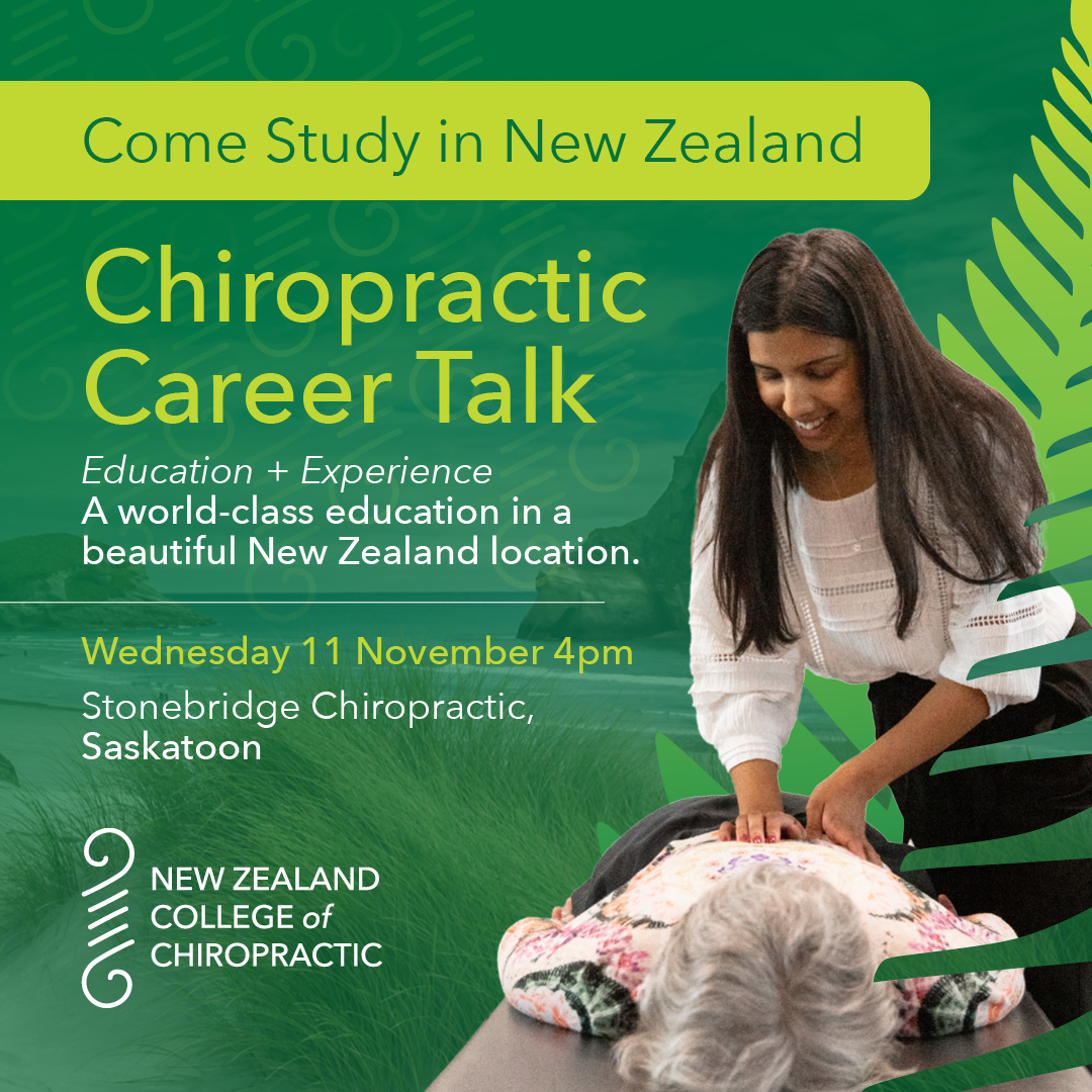 Curious about a career in Chiropractic? 🤔💭
We’re hosting a Chiropractic Career Talk with the New Zealand College of Chiropractic! 🤩✨
📅 Wednesday, November 11
⏰ 4:00 PM
📍 Stonebridge Chiropractic Health Centre - 210 Wellman Crescent Unit 1, Saskatoon, SK S7T 0J1
What to expect:
✅ In‑depth programme details
✅ A look inside student life
✅ A path forward
✅ Ask us anything
For more details, follow the link in our bio! 🔗