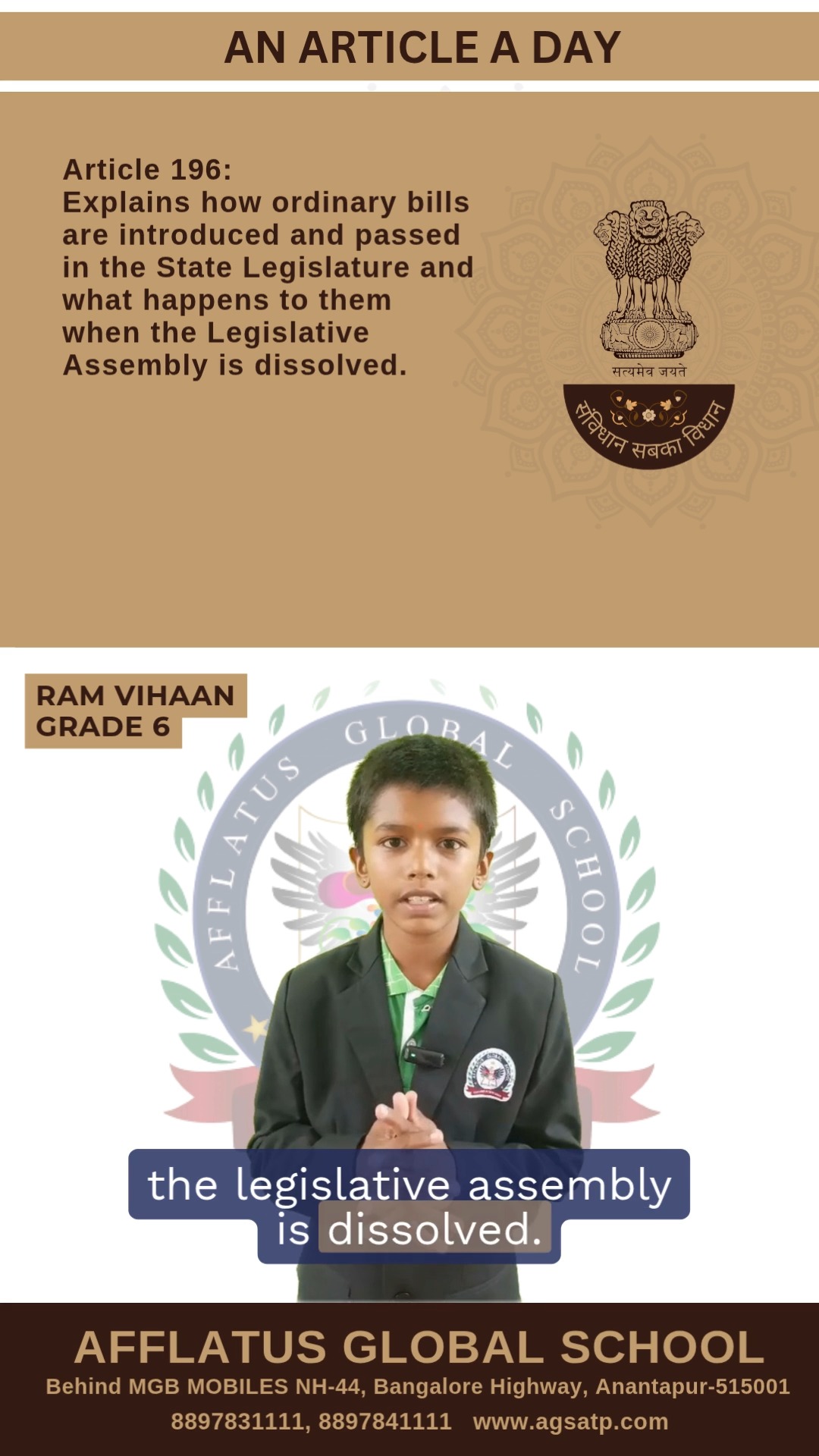 🇮🇳 The Constitution is the foundation of our democracy, and every Article carries a valuable lesson. Our students are proudly learning, presenting, and living these principles every day. 📖✨
#IndianConstitution #SamvidhanSabKaVidhan #ArticleOfTheDay #CitizenFirst #KnowledgeIsPower #StudentDevelopment #ConstitutionalValues #FutureReady #LearningJourney #schoolinitiative