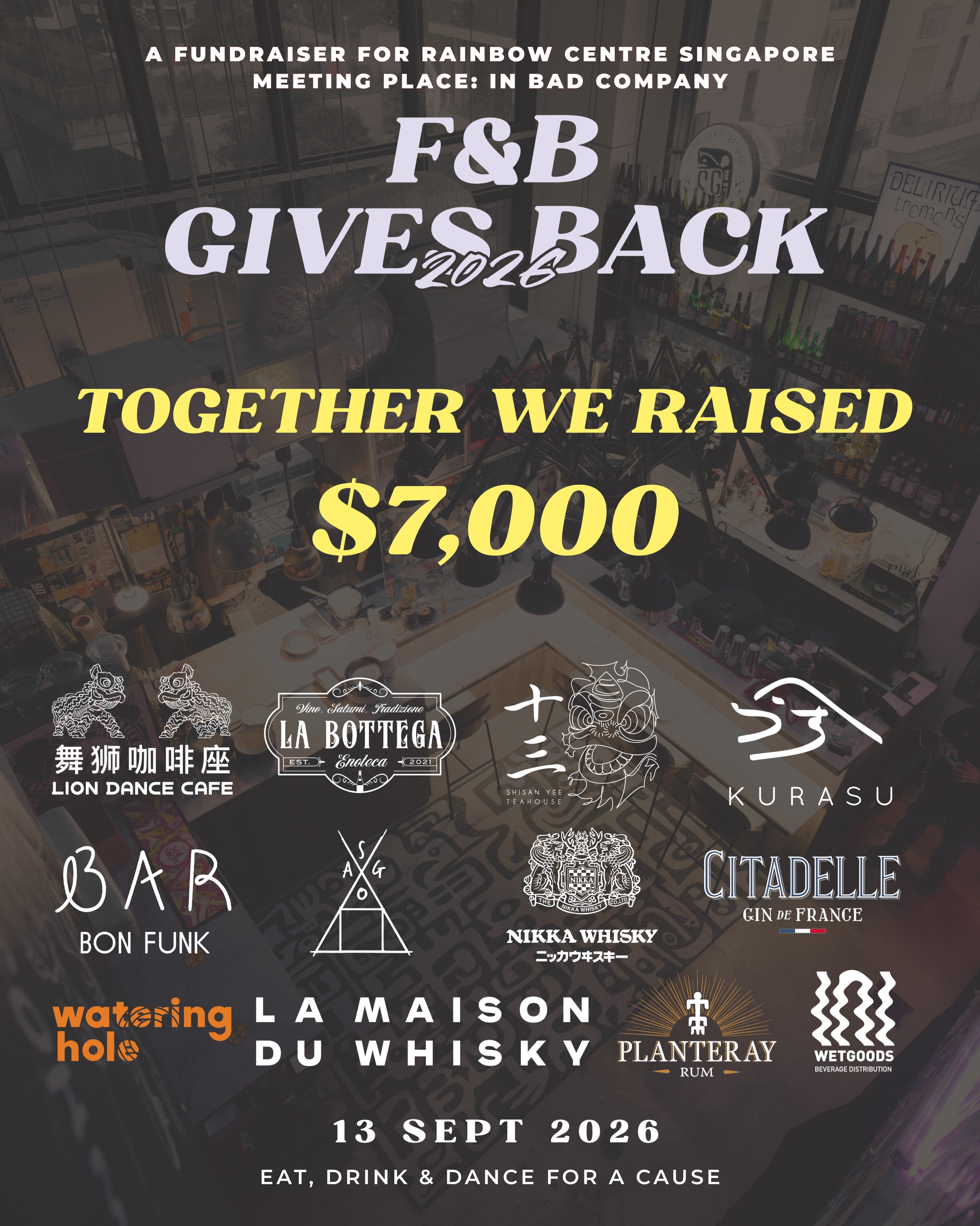 $7,000 RAISED! ❤️
One night of eating, drinking, dancing, and an entire community showing up for something bigger than ourselves.
Together, we raised $7,000 for Rainbow Centre Singapore!
To every chef, bartender, DJ, sponsor, friend, guest, and helping hand who gave their time, food, booze, music, energy and support — thank you for making this possible.
We’re genuinely honoured and humbled by the amount of love and effort everyone poured into this.
On behalf of the children who will be receiving this blessing of love from us, we want to thank you on their behalf. ❤️
This one belongs to all of us.