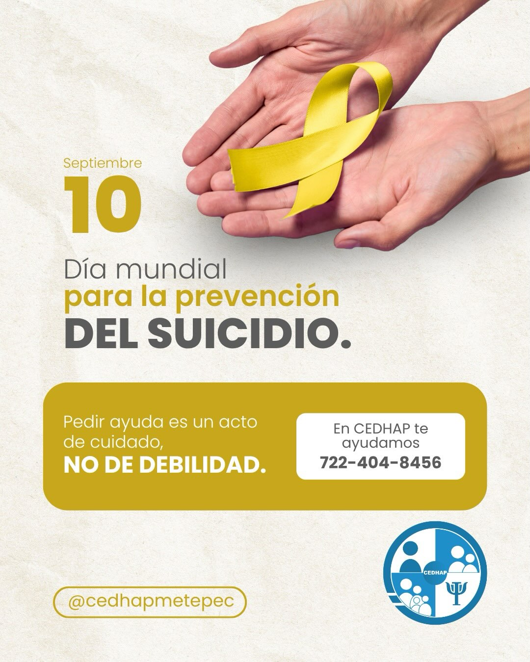 Tu vida importa. Pedir ayuda es un acto de valentía y puede hacer la diferencia.
No enfrentes el dolor en soledad.
En CEDHAP estamos para escucharte y acompañarte.
#PrevenciónDelSuicidio #SaludMental #CEDHAP