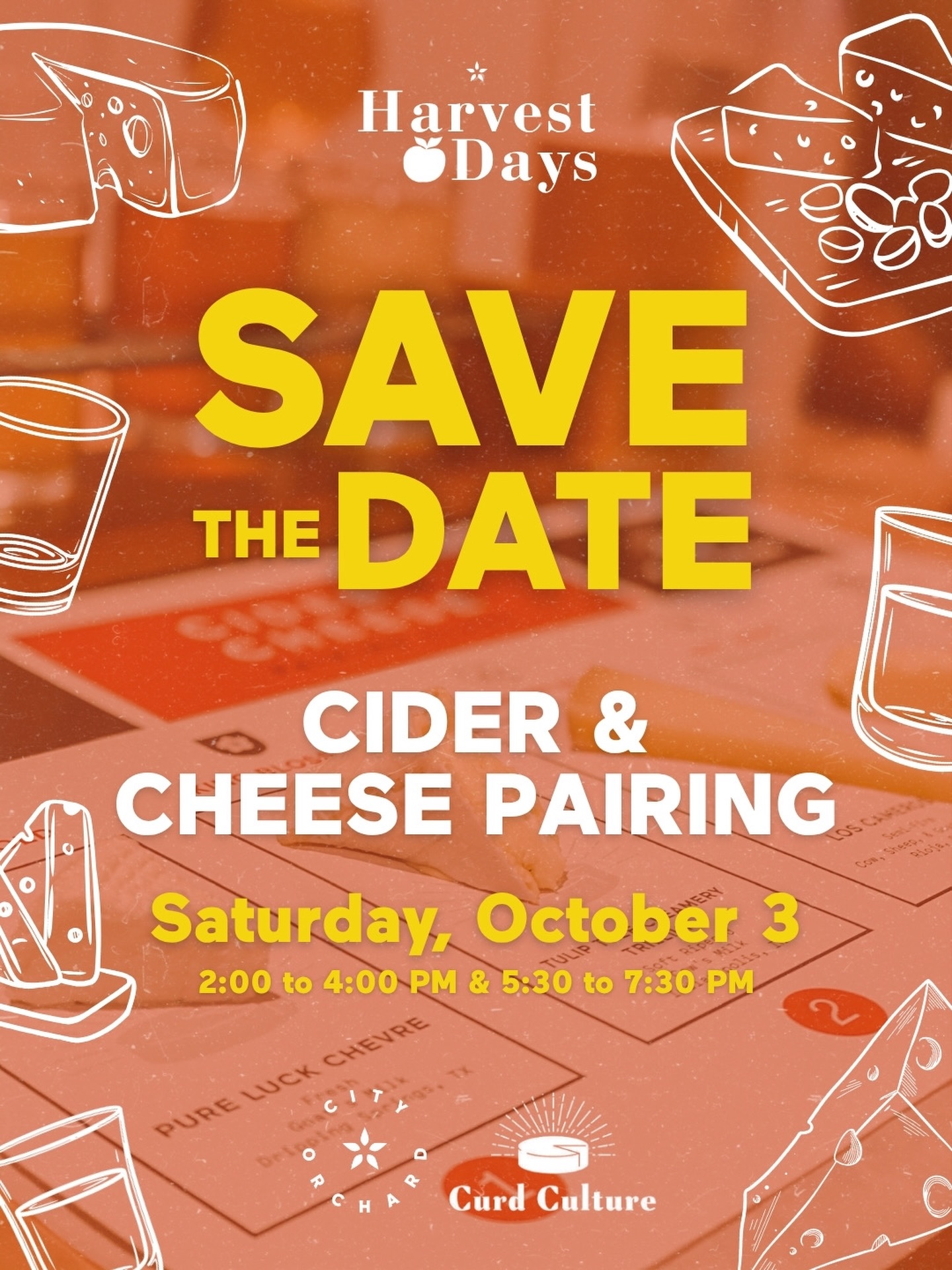 Cider and cheese is back. 🧀
Saturday October 3rd with @curd_culture. Two seatings — 2 to 4 and 5:30 to 7:30 — with 35 people at each.
Adrianne takes you through every pairing, and the Harvest Flight is on the table at both.
Find the ticket links for both in our link in bio.