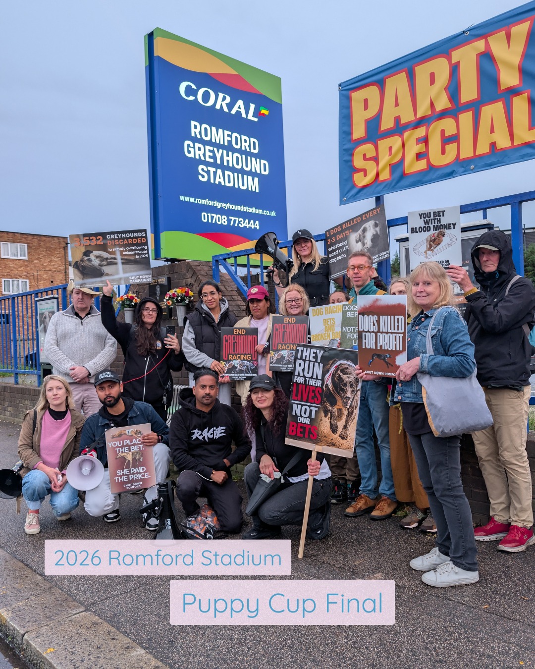 Romford Greyhound Stadium's 2026 Puppy Cup Final.
A disgusting display of exploitation.
#endgreyhoundracing #youbettheydie #shutdownromford
šø @bxttydempsey
š¹ Romford Greyhound Stadium FB