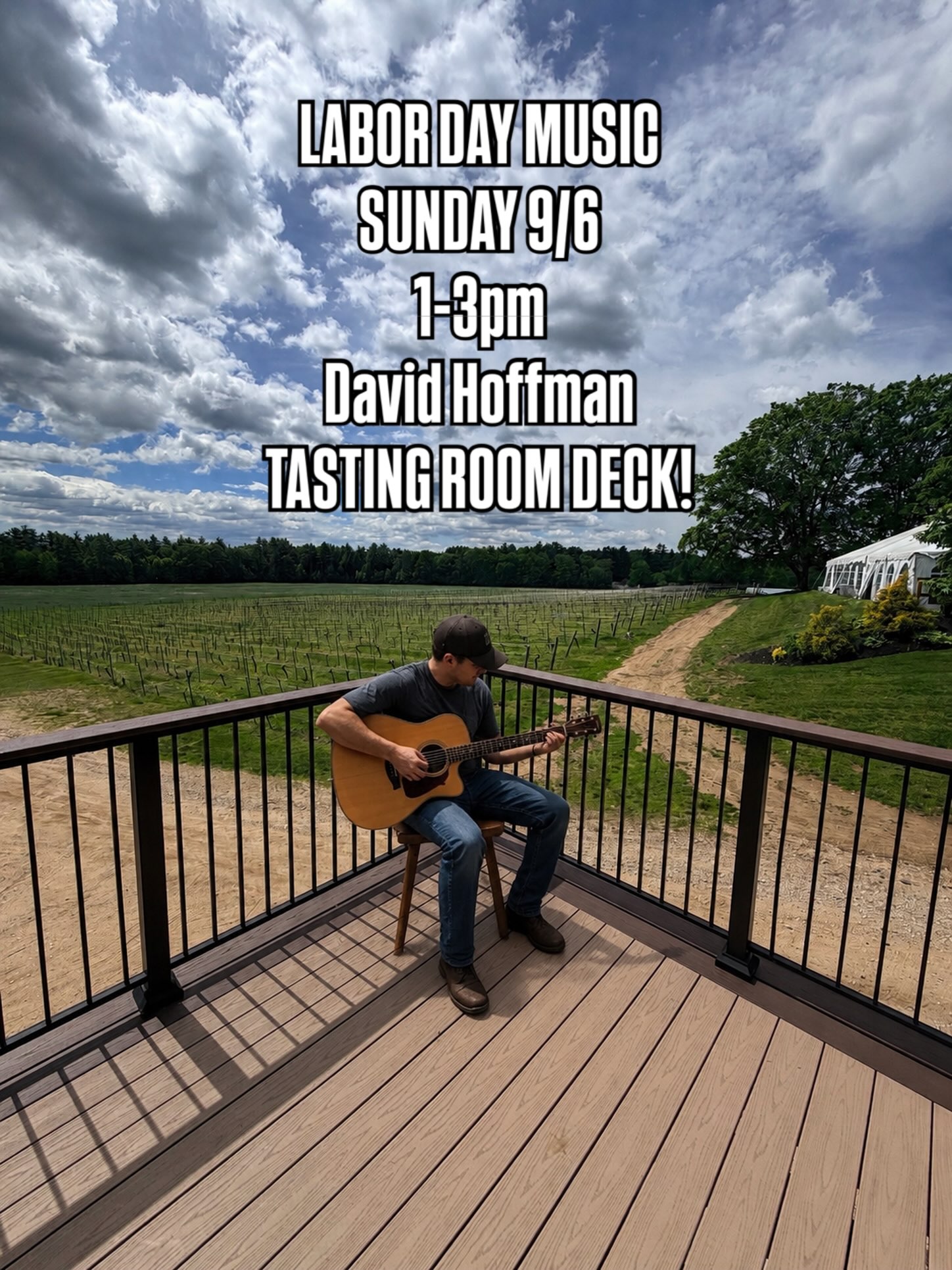 Spend Labor Day Sunday with us on the deck with live music from David Hoffman!🎶🍷
#flaghill #livemusic #labordayweekend #603 #vineyard