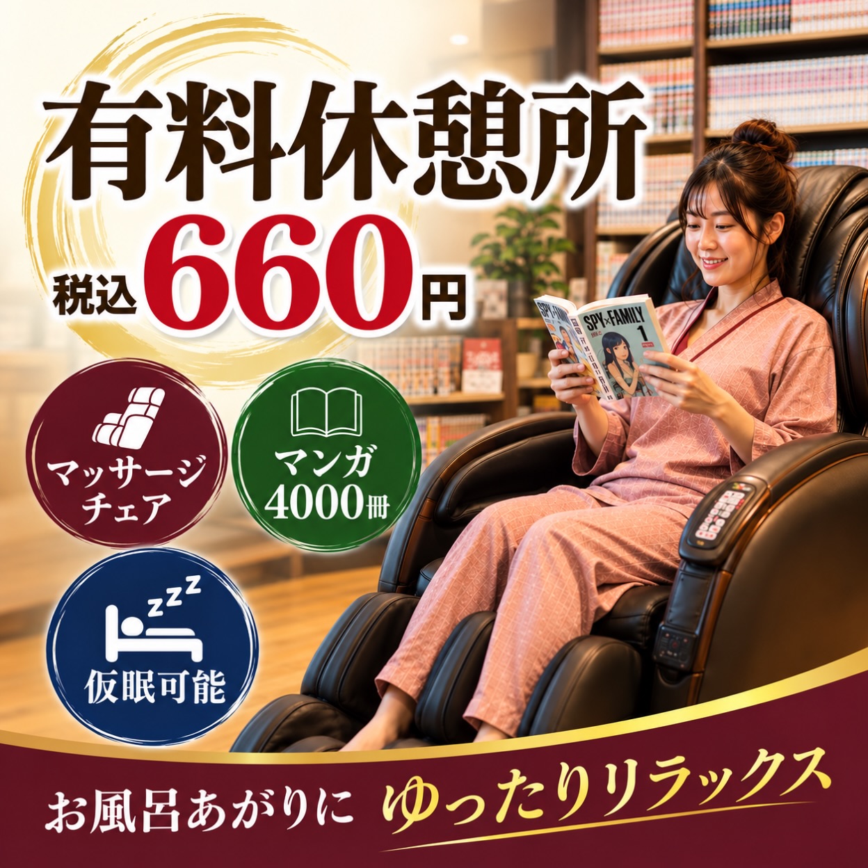 ゆらぎの有料休憩所
1日のんびり
#富士市
#銭湯
#サウナ
