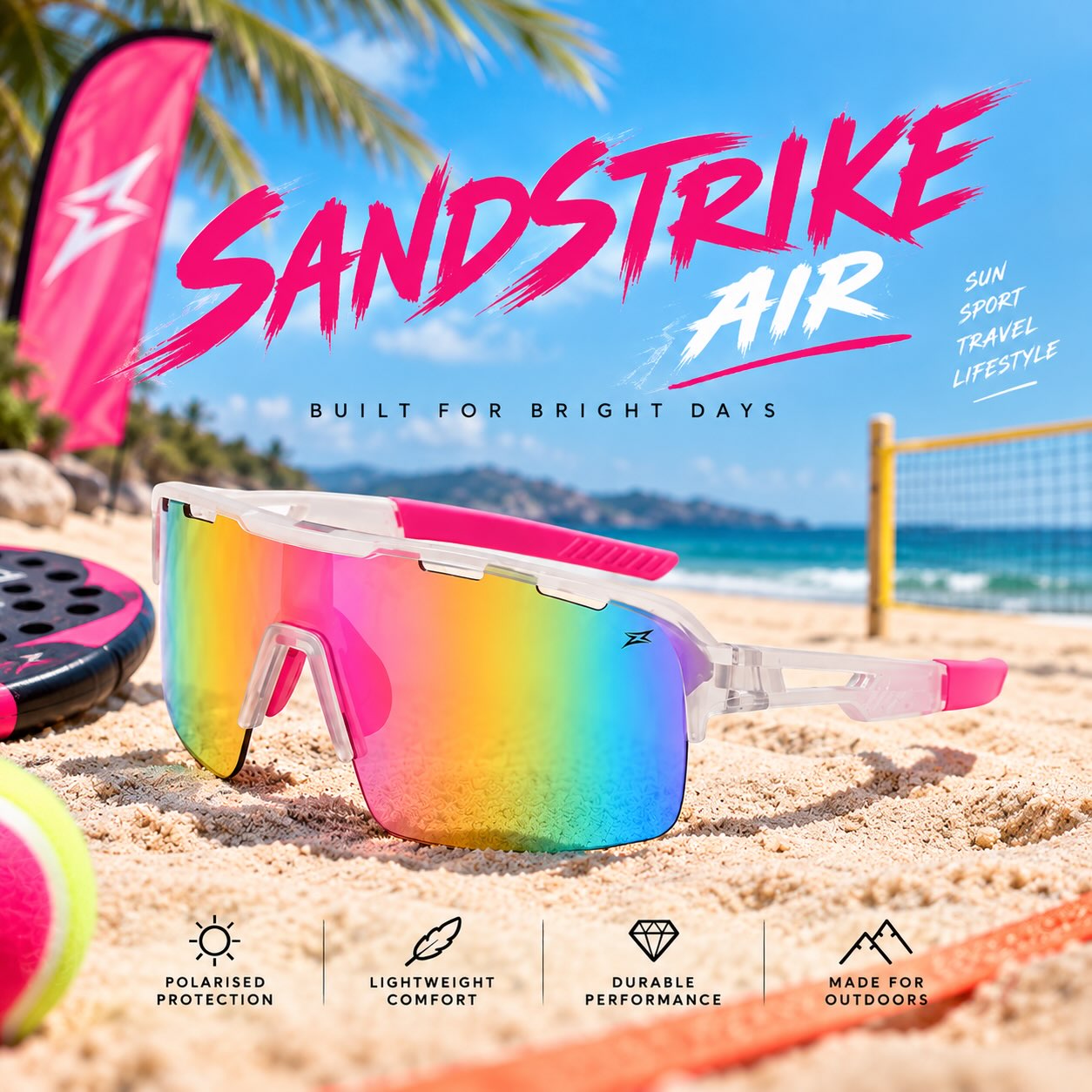 ☀️ BUILT FOR BRIGHT DAYS.
Meet the SANDSTRIKE AIR 💗🌈
Lightweight, bold and made for wherever the day takes you.
From beach courts to coastal runs, weekend adventures and everything in between — throw them on and get outside. ⚡️
🕶️ Polarised protection
🪶 Lightweight comfort
💪 Durable performance
🌴 Made for the outdoors
SUN. SPORT. TRAVEL. LIFESTYLE.
This is SANDSTRIKE AIR.
#ZEEZEEWear #SandstrikeAir #BuiltForBrightDays #PerformanceSunglasses #PolarisedSunglasses