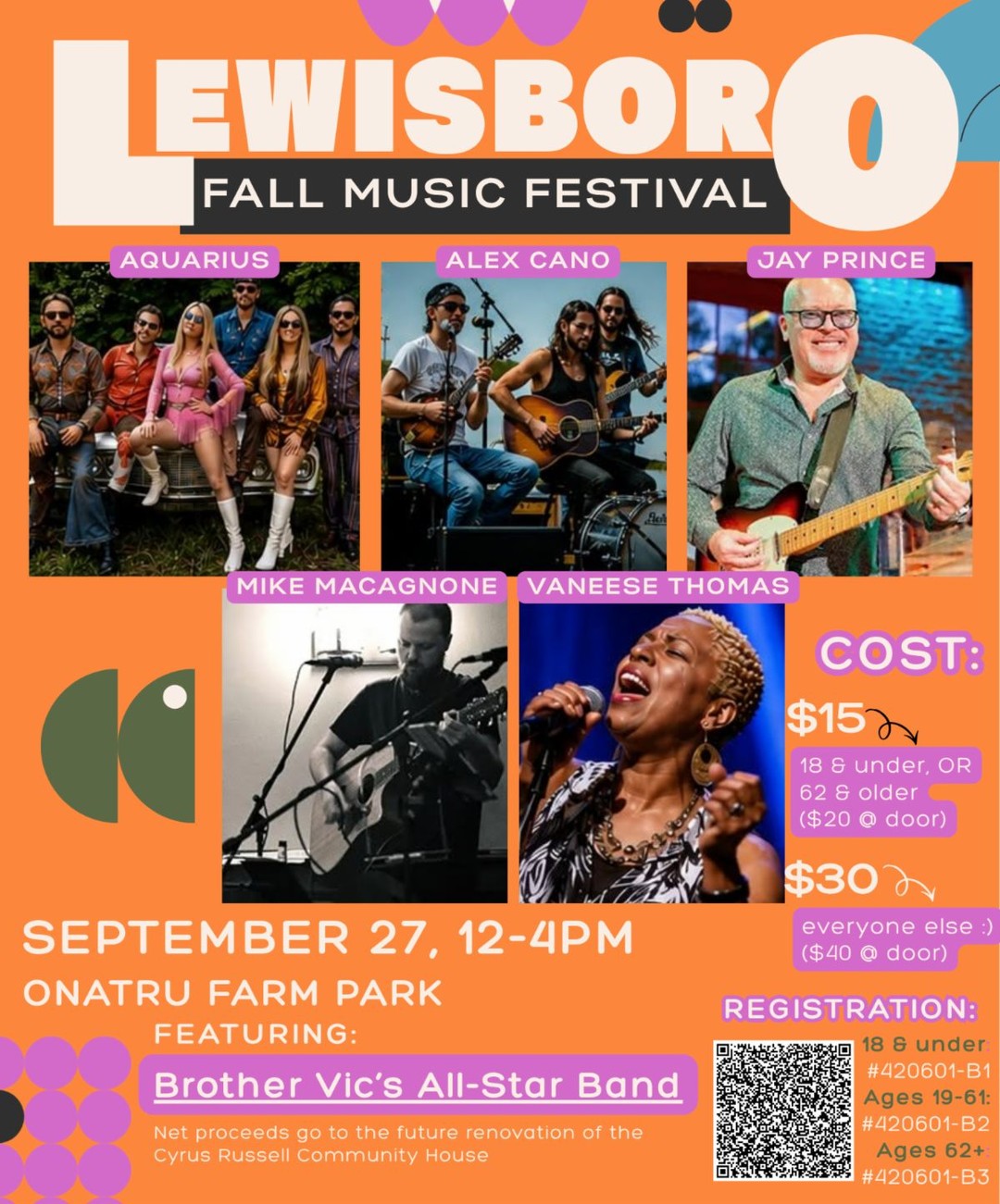 Register early and save!
Join us on Sunday, September 27th at Onatru for a fun time with good music & good food featuring Brother Vic's All-Star Band & more! πΆ
Need assistance registering? Contact our office at 914-232-6162 or email recreation4@lewisborony.gov.