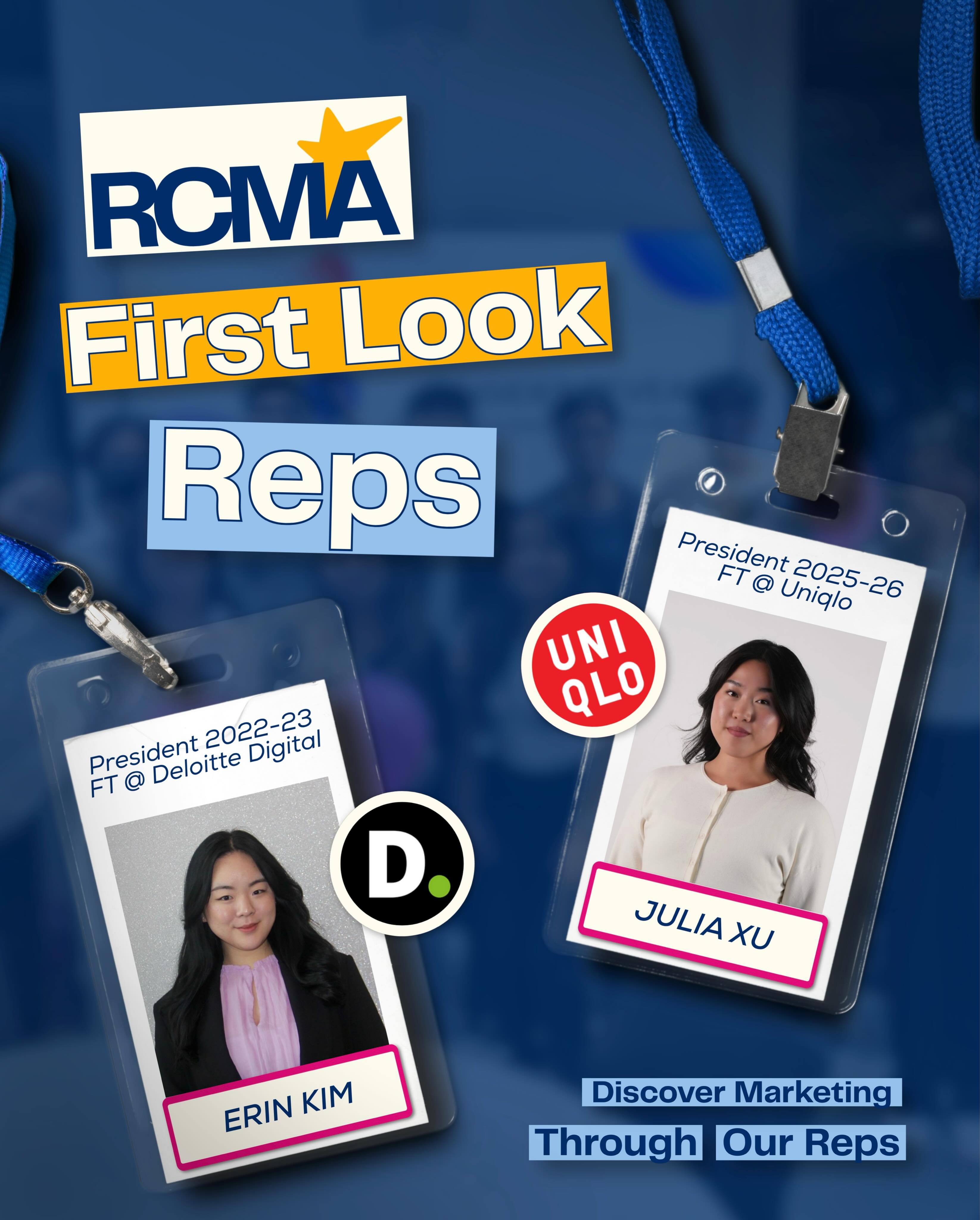 Meet the Reps at First Look! 💼✨
Featuring RCMA alumni and current executives, our reps bring a wealth of industry experience from Deloitte, Uniqlo, EY, KPMG, and PepsiCo! Hear about their career journeys, gain valuable industry insights, and connect with professionals across a variety of fields.
📅 Date: Sept 9th, 6–8 PM
📍 Location: 4th Floor Student Commons, Room SU 420
Don’t forget to sign up through the link in our bio! 🔗