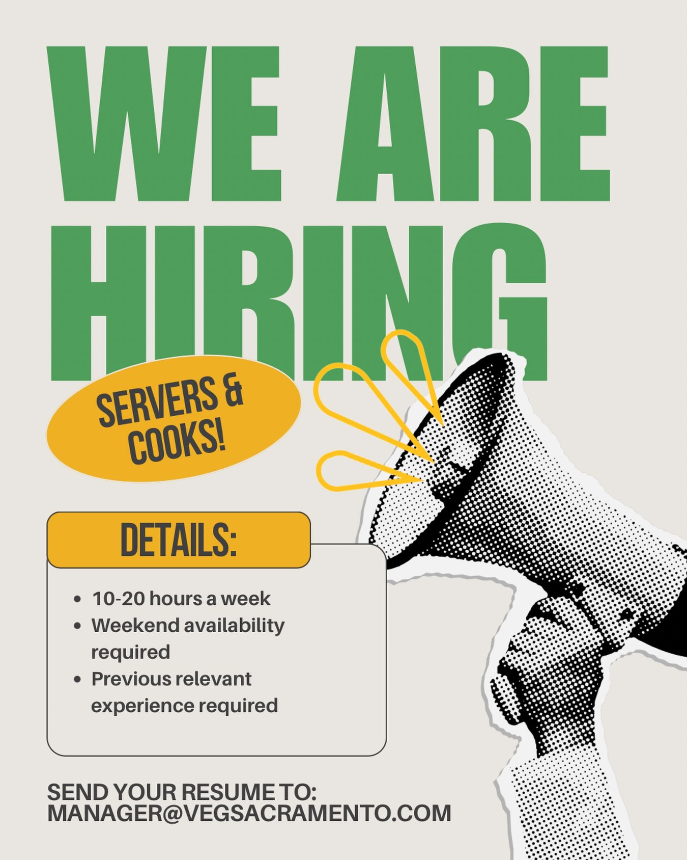 We’re looking to add a few members to our team! Veg is hiring for both front and back of house positions. Please send us an email with your resume and we’ll reach out to you as soon as possible. We look forward to meeting you!