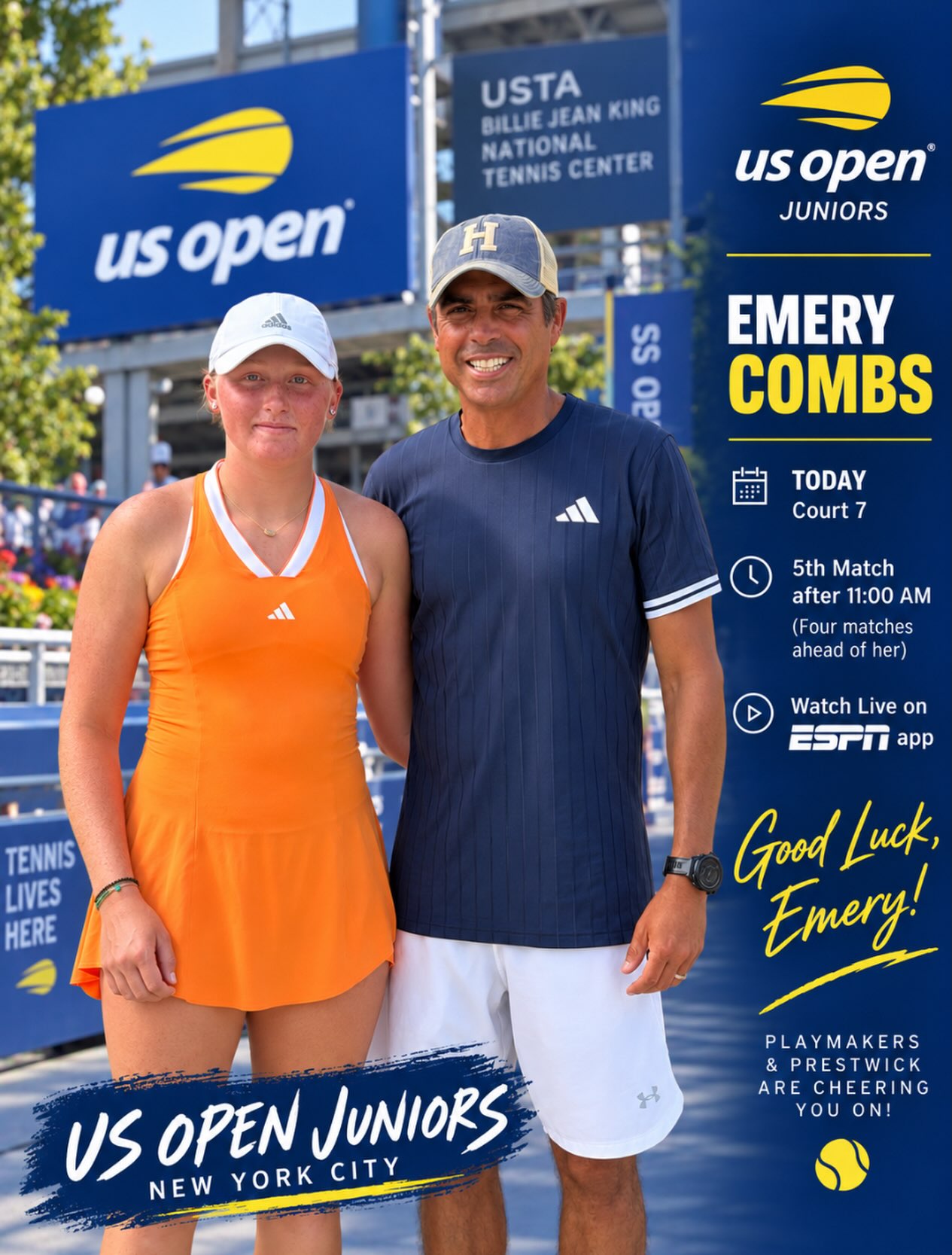 🎾 The Grand Strand is showing up on one of the biggest stages in tennis.
Today, local junior Emery Combs is competing at the U.S. Open Juniors in Flushing Meadows, coached by Grand Strand resident and renown junior development coach Jimmy Mendieta.
For years, Jimmy has been developing junior players from right here on the Grand Strand who have gone on to compete at the national and international level — and seeing another one of those athletes reach the U.S. Open is something our entire community can be proud of.
While this is an incredible accomplishment for Emery, it also says something pretty special about where we live.
The Grand Strand may be known for our beaches and golf, but there is some serious athletic talent being developed right here in our own backyard.
Our area continues to grow — and so do the opportunities for young athletes to train, compete, and pursue big goals while being part of the community they call home.
Today, one of those athletes is representing the Grand Strand at the U.S. Open. That’s something worth celebrating. 👏
🎾 Emery is scheduled for Court 7, fifth match on, approximately 3:00 PM today. Match time will depend on the matches ahead of her.
📲 You can follow along and watch on the USTA app.
Good luck, Emery and Coach Jimmy! The Grand Strand is cheering you on! 🎾🇺🇸
Comment "tennis" for a full list of Grand Strand tennis facilities.
#grandstrand #GrandStrandLiving #SCTennis #LivingInMyrtleBeach