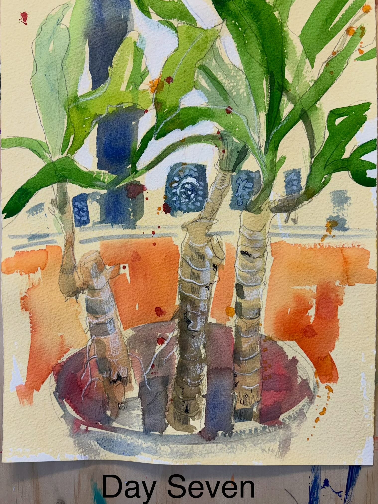Day seven of the Strada Easel Challenge. In a bit of a rush today so this one is of a Happy Plant in my studio. The challenge is working better for me this year because I am not being so ambitious. In earlier challenges I have done full on oil paintings en plein air that took half a day by the time I found a location etc. This time I am enjoying using different media types depending on what the subject is. I feel so much more relaxed about it. My only advice to others doing the challenge is to get it done early in the day if possible. Then you can get on with your usual art agenda for the day.
#stradaeasel #happyplant #inmystudiotoday #brisbaneartist
