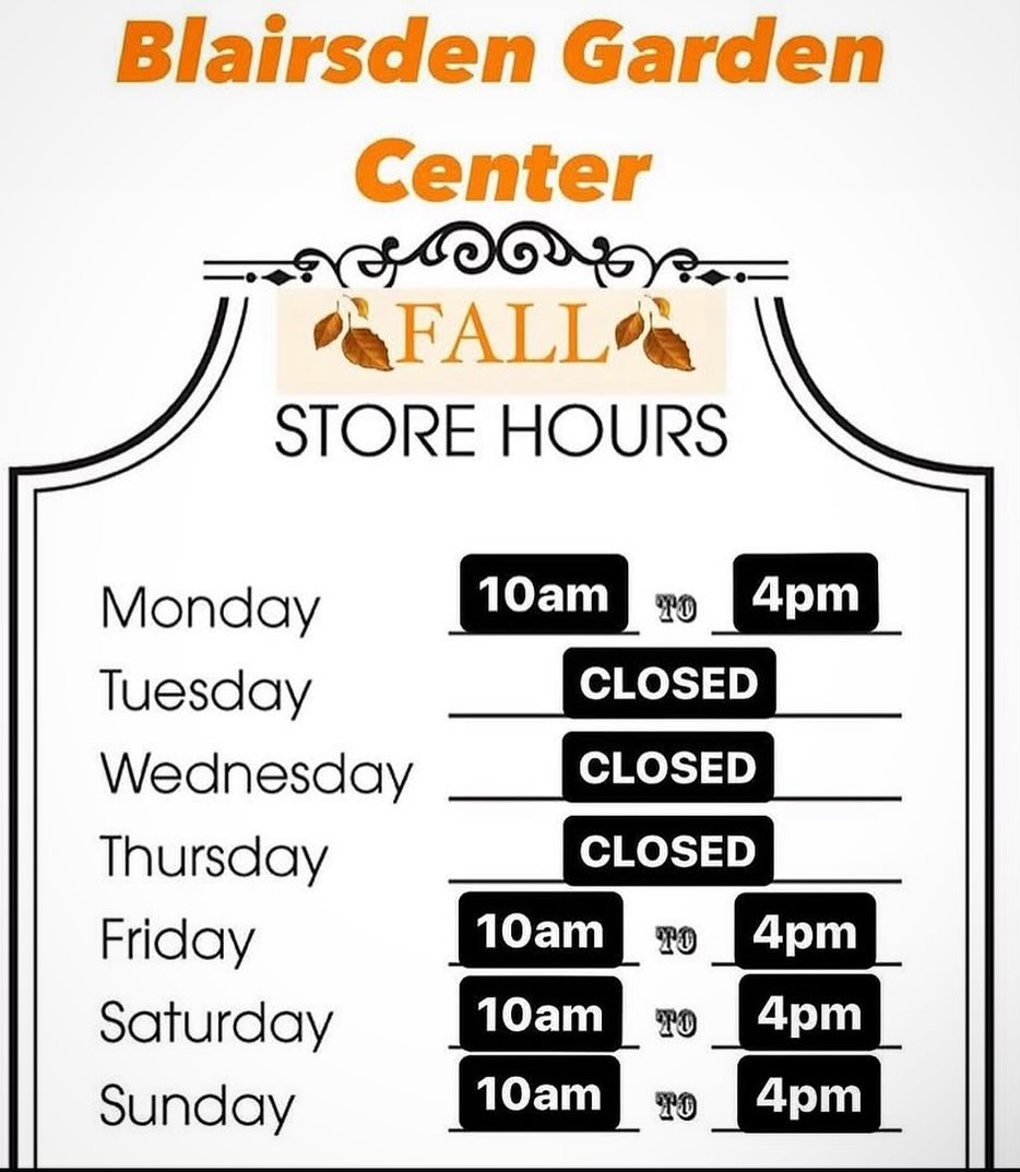 🍂BGC Fall hours begin this week 🌾
*Normal 9am-4pm hours on Labor Day