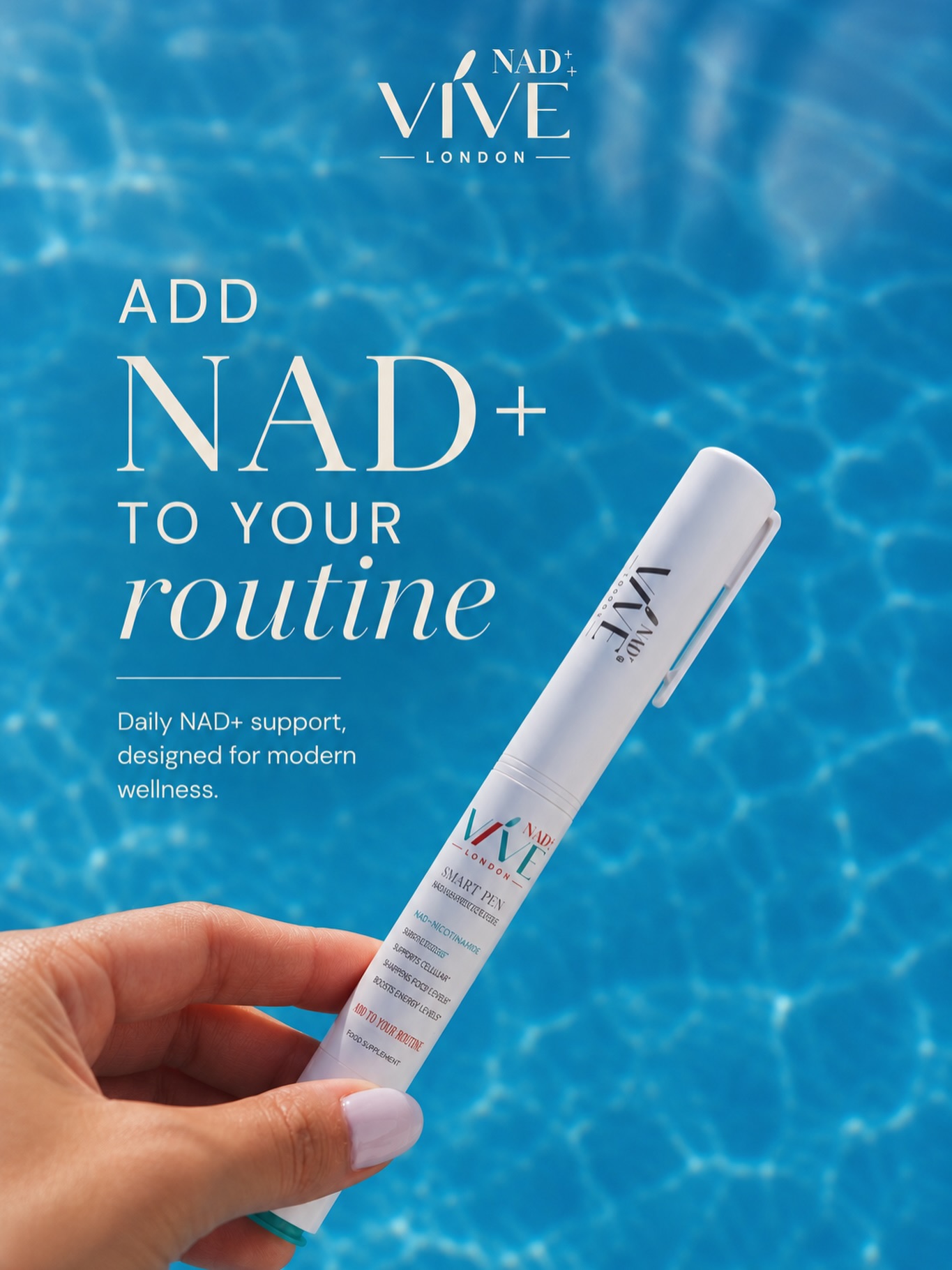 Add NAD+ to your routine.
NAD+ is a molecule naturally found in the body and is involved in important cellular processes, including energy metabolism.
VIVE is designed to make NAD+ part of a simple, modern wellness routine.
#vivenad #wellness #nadplus #dailyroutine