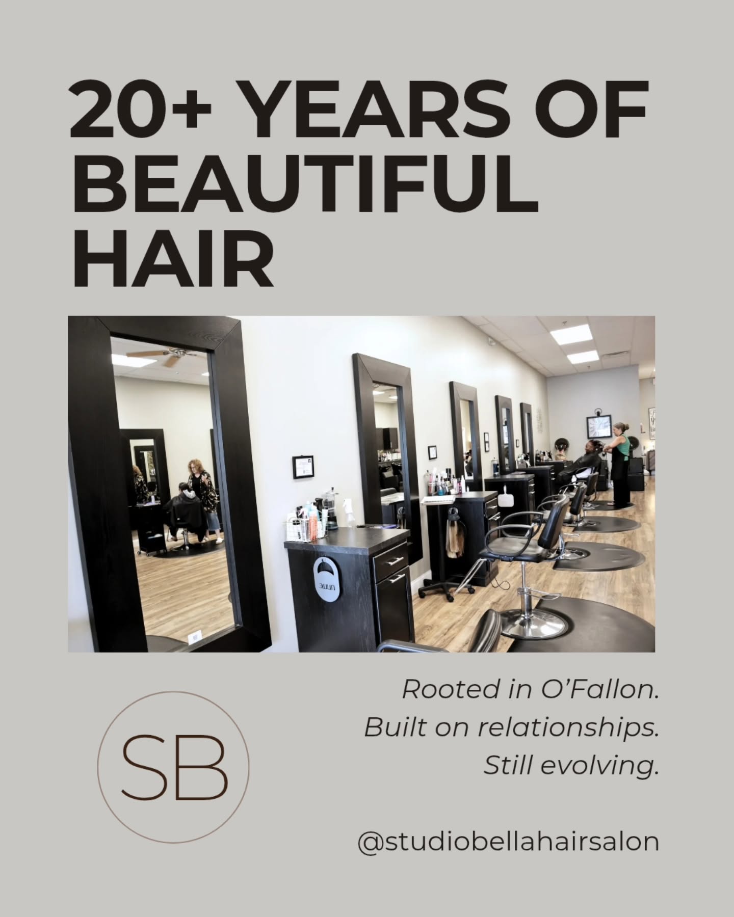 For more than two decades, Studio Bella has been part of the O’Fallon and St. Charles County community.
What started as a salon has grown into a place built on long-term client relationships, talented stylists, and a shared commitment to making every guest feel their best.
We’re grateful for every client who has trusted us through new looks, big life moments, and everything in between.
Here’s to continuing the story. ✨
#StudioBellaSalon #OFallonMO #StCharlesCounty #HairSalon #SalonLife
