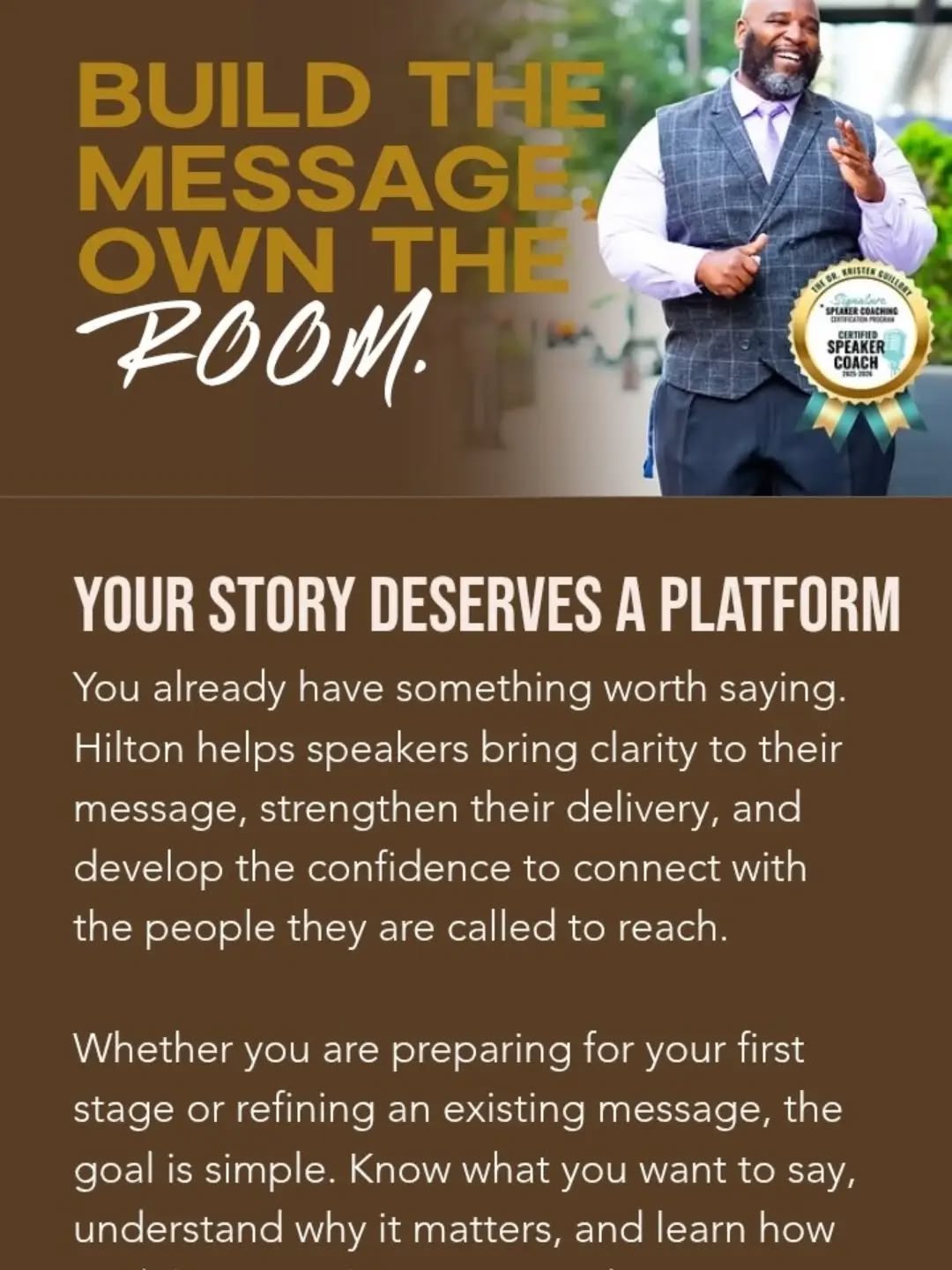 YOU HAVE SOMETHING TO SAY. LET’S MAKE SURE PEOPLE HEAR IT.
There’s a difference between having a message and knowing how to communicate that message with clarity, confidence, and impact.
That’s where I come in.
I’m excited to officially announce Speaker Coaching through Dissecting The Soul.
I work with emerging and experienced speakers, coaches, consultants, authors, pastors, entrepreneurs, professionals, and leaders who know they have something meaningful to share—but want to become more compelling in the way they deliver it.
Together, we’ll work to:
🎤 Clarify your message
📝 Develop your signature talk
🔥 Strengthen your delivery
💡 Build your confidence
👥 Connect more powerfully with your audience
🎯 Prepare you to step onto the stage with intention and presence
Whether you're preparing for your first stage, developing a signature talk, preparing for a keynote, or simply know that your current delivery doesn't yet reflect the power of your message—you don't have to figure it out alone.
I've spent more than two decades speaking, performing, teaching, facilitating, and working with people to help them recognize and communicate the gift they already carry.
Your story deserves a platform.
Your message deserves clarity.
Your audience deserves your best.
And it's time to stop sitting on your story and start standing in your voice.
If you're ready to become the speaker your message requires, let's talk.
👉🏽 Book a Speaker Coaching Discovery Call:
dissectingthesoul.com/speaker-coaching
Find Your Voice. Change Your Audience.
#SpeakerCoaching #PublicSpeaking #SignatureTalk #SpeakerCoach #KeynoteSpeaker PublicSpeaker Storytelling Leadership DissectingTheSoul FindYourVoice ChangeYourAudience