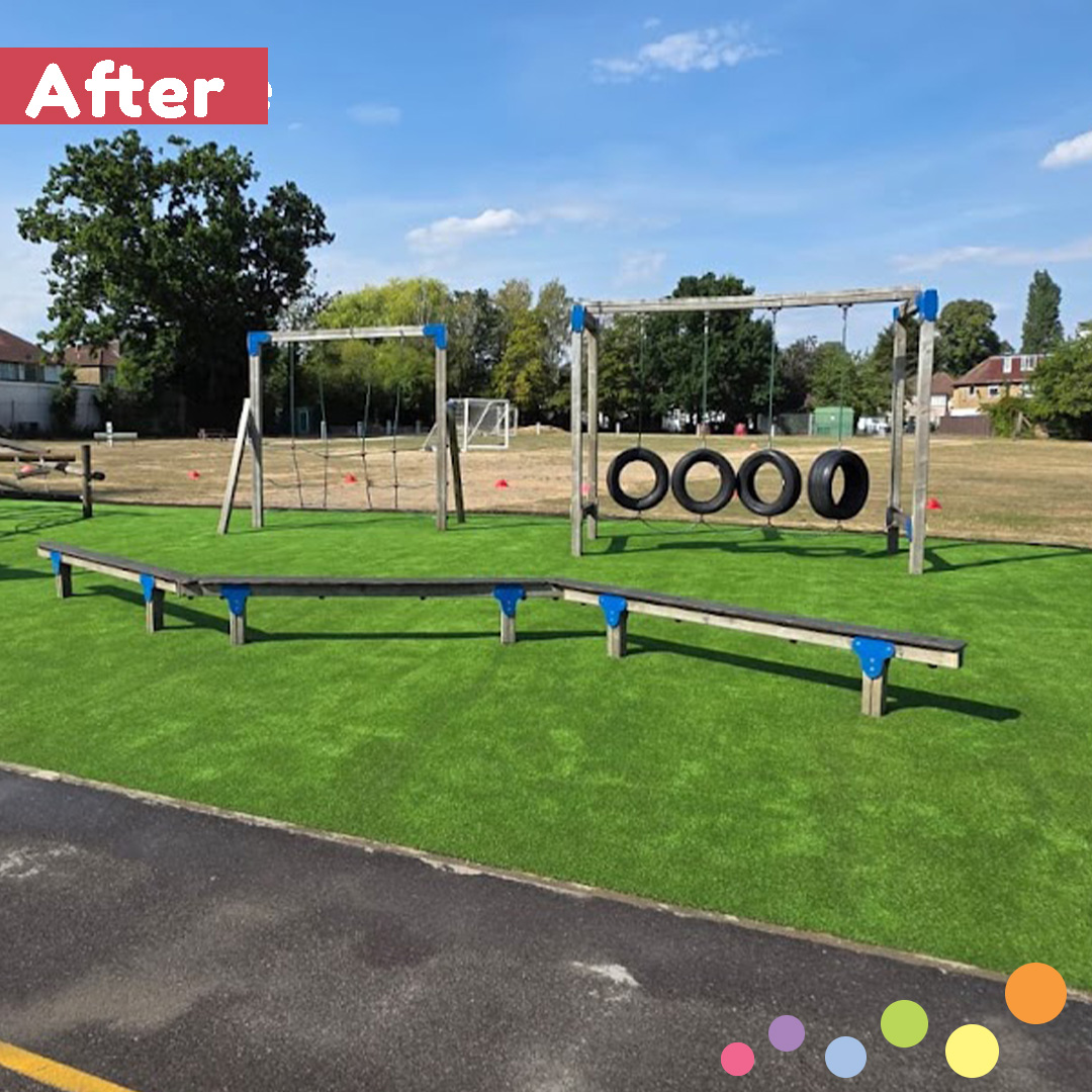 Transforming your space can be achieved by something as simple as having new surfacing installed!
This was the case at Grimsdyke School in Harrow, who had a much-loved trim trail that became unusable during wet weather, due to uneven surfacing that would flood when it rained.
We removed their existing rubber mulch and installed brand new Luxury Artificial Grass Surfacing under their equipment - and look how the space has been brightened up😍
Small changes, such as repairs to existing equipment or having new surfacing installed, is a low-cost way to revitalize your play space.
Take a look at our website to find out how we can help you to make small improvements to have a big impact🛠️
🔗 Link in bio
