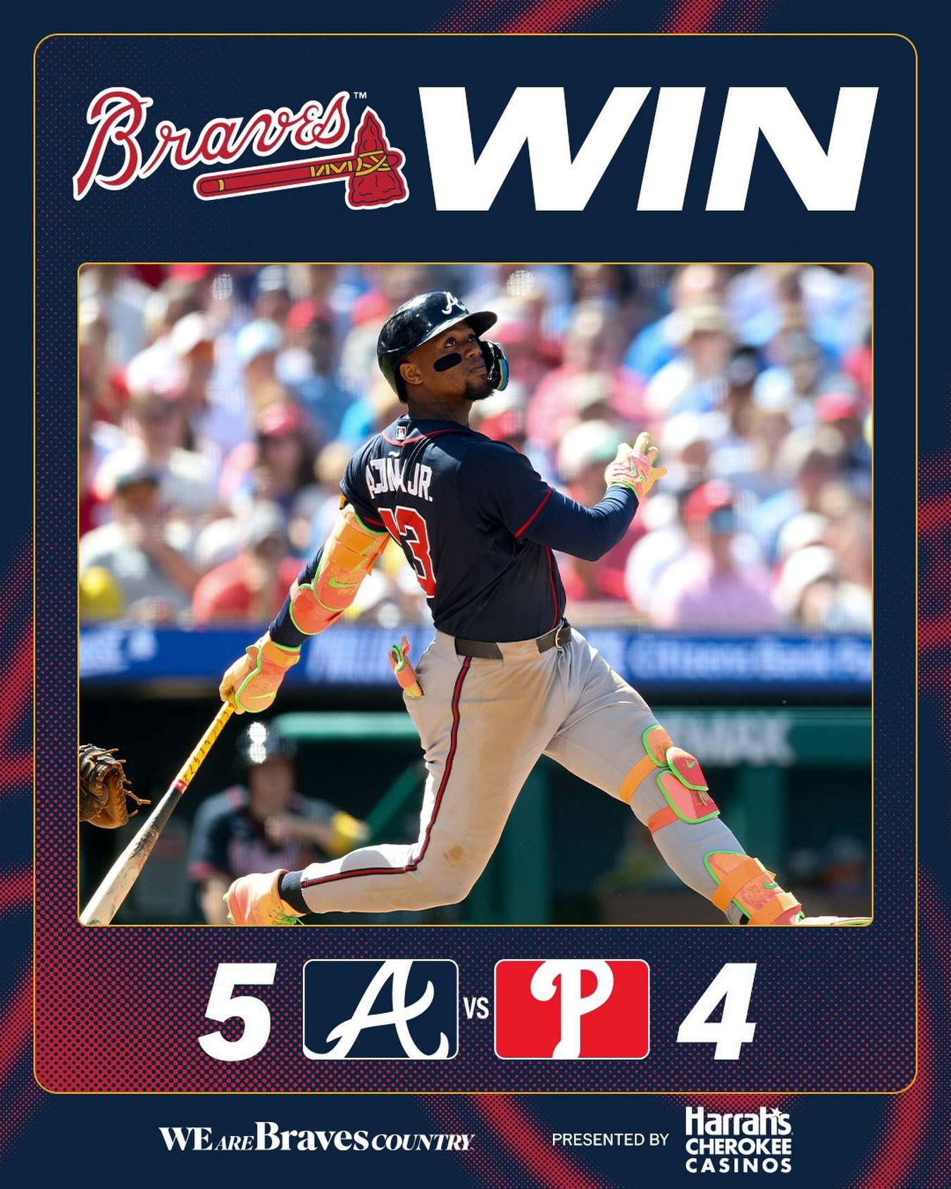 The boos in Philly only fuel Ronald Acuña Jr. A game tying 3 run tank in the 8th followed by an Austin Riley triple in the 9th to rip out the Phillies’ hearts. Atlanta opens up a 5 game NL East lead when it matters most.
#MLB #ATLvsPHI #BravesCountry #RingTheBell
Image: X: @ Braves