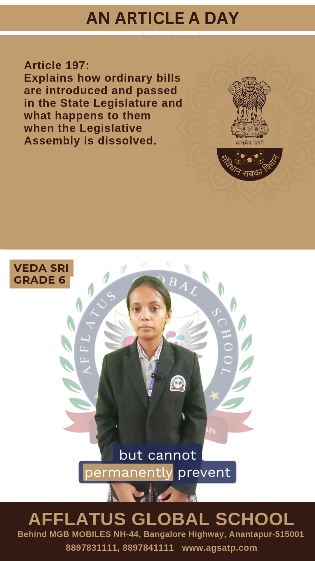 Every Article tells a story of justice, equality, and responsibility. Through "Samvidhan Sab Ka Vidhan – An Article a Day", our students are discovering the true spirit of the Indian Constitution and becoming informed, responsible citizens. 📖✨
#SamvidhanSabKaVidhan #ArticleADay #IndianConstitution #ConstitutionAwareness #YoungCitizens #CivicEducation #KnowYourRights #ResponsibleCitizens #StudentLeadership #LearningForLife #SchoolActivities
