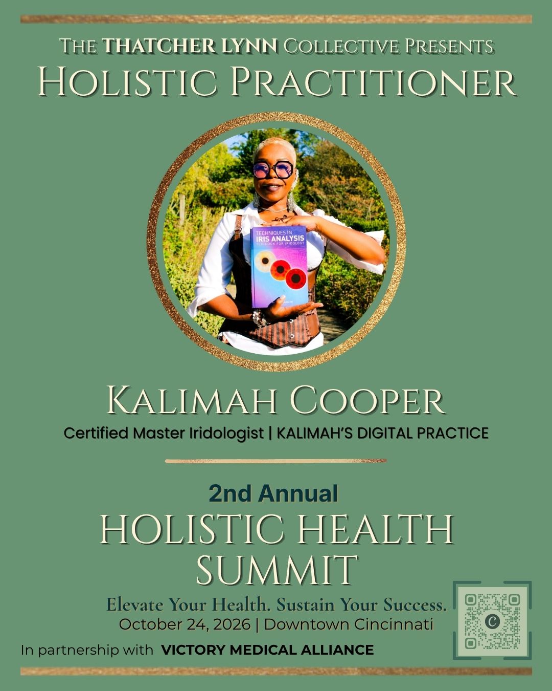 What if you could literally see the physical toll stress is taking on your nervous system just by looking into your eyes?
Meet Kalimah Cooper, Certified Master Iridologist, award-winning author, and Founder of Kalimah's Digital Practice. With over 20 years of experience rooted in the philosophy of "Nurturing Wellness Naturally," Kalimah specializes in proactive health-risk assessments and holistic strategies for high-performing executives and entrepreneurs.
At the 2nd Annual Holistic Health Summit, Kalimah is bringing her highly specialized Burnout Diagnostic Assessment exclusively to our VIP Experience.
During this intimate, hands-on VIP session, Kalimah will analyze the intricate patterns, colors, and structures of your iris to unlock a clear window into your physiological health. You will gain instant clarity on:
✨ Your unique hidden stress indicators and hormonal imbalances.
✨ Where your body is holding systemic inflammation and nervous system loads.
✨ Proactive, natural strategies to maintain executive balance and optimize long-term biological performance.
This is the essential starting point of your VIP wellness journey: uncover your unique physiological loads with Kalimah, so you know exactly how to actively lower your cortisol throughout the rest of the summit.
Curious about what your eyes reveal about your professional exhaustion? Practitioner sessions are available only to our VIP ticket holders, and schedules will fill up quickly. Secure your VIP ticket at the link in our bio to lock in your assessment before she is completely sold out! ✨