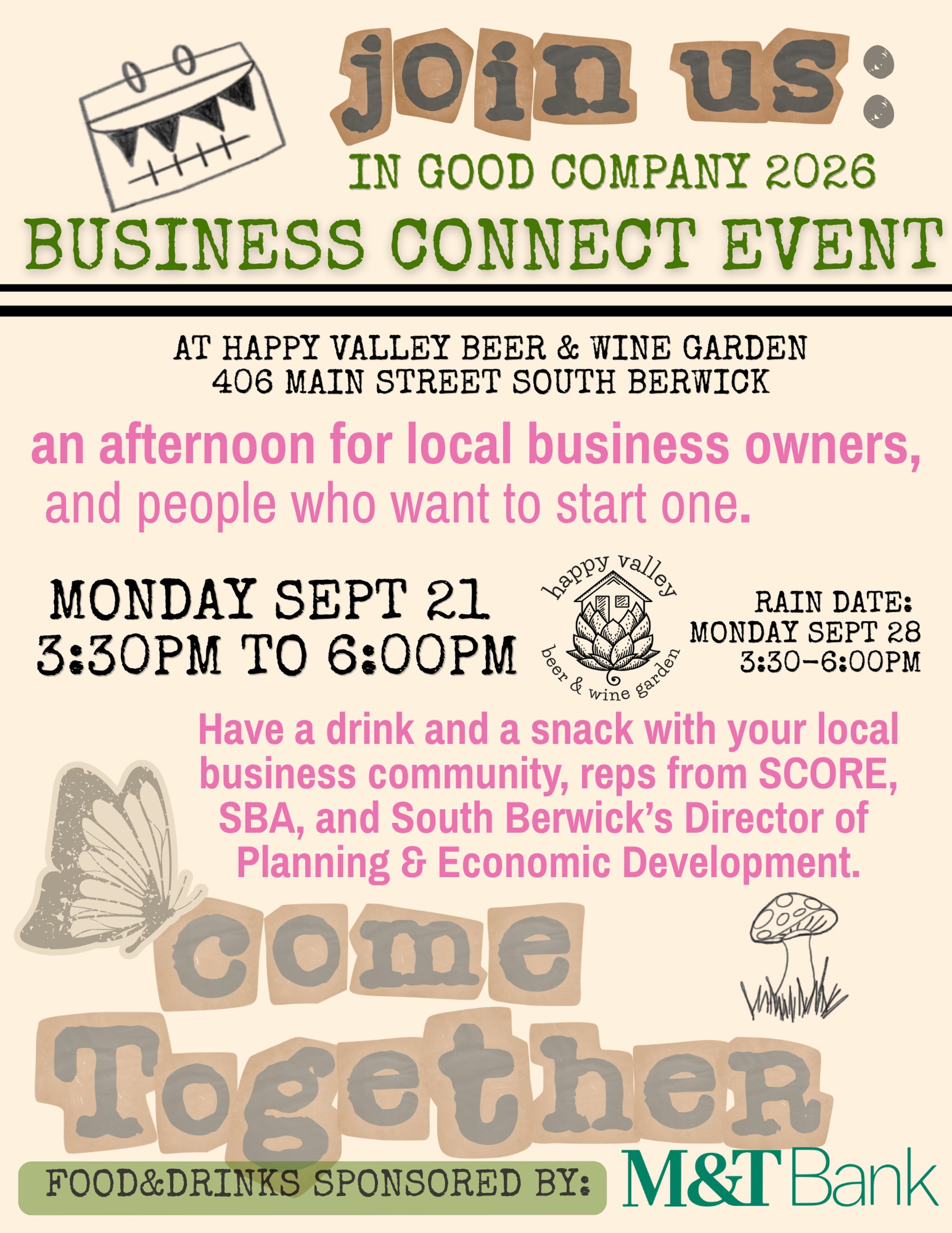 ✨BUSINESS CONNECT IS BACK!
Own a small business? Thinking about starting one?
Join us for our annual event where locals get together for an afternoon built around making it a little bit easier to do business, in South Berwick & neighboring towns!
Food & drinks sponsored by @mandt_bank