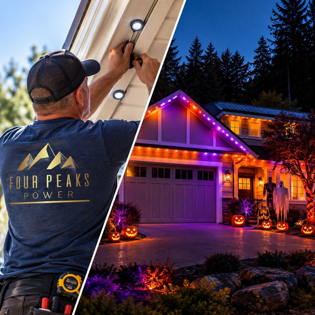 🎃 Halloween is just one of the many reasons to love Gemstone Lights.
Permanent exterior lighting lets you switch up the look of your home for Halloween, Christmas, game day and more, all without putting up and taking down seasonal lights.
Installed by the team at Four Peaks Power, your lights blend into your home during the day and put on a show at night. 👻✨
Thinking about Gemstone Lights for your home? Send us a DM to learn more or request a quote.
#GemstoneLights #PermanentLighting #ExteriorLighting #HalloweenLights #VictoriaBC #VancouverIsland #FourPeaksPower #VictoriaElectrician