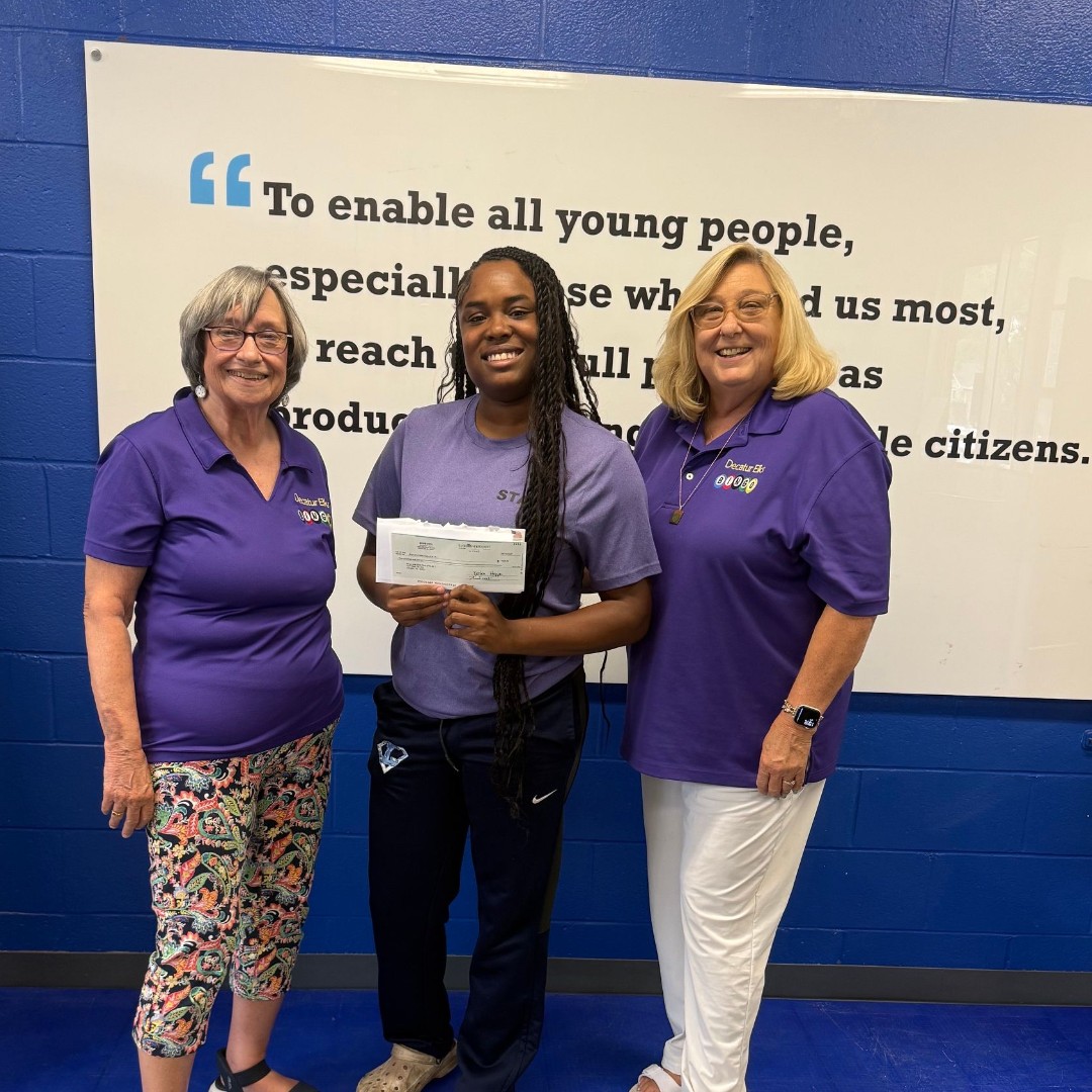 As a non-profit, support from our local communities is what keeps kids coming through our doors every day. Thank you to the Benevolent and Protective Order of Elks, Decatur Lodge #655, for donating a check for $500 from their weekly Bingo fund!