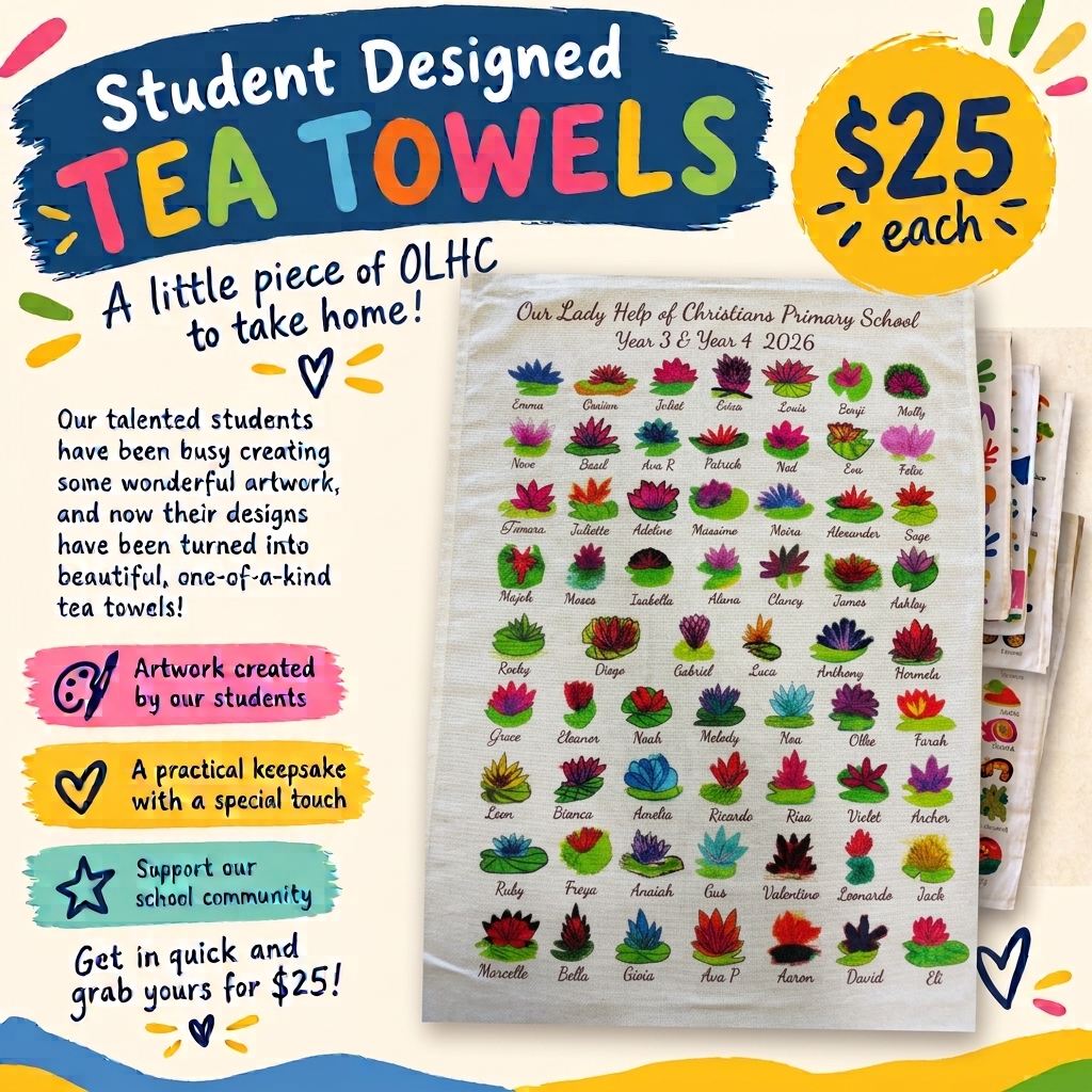 Don't forget to purchase these one-of-a-kind tea towels at the OLHC Art Show on Thursday evening!