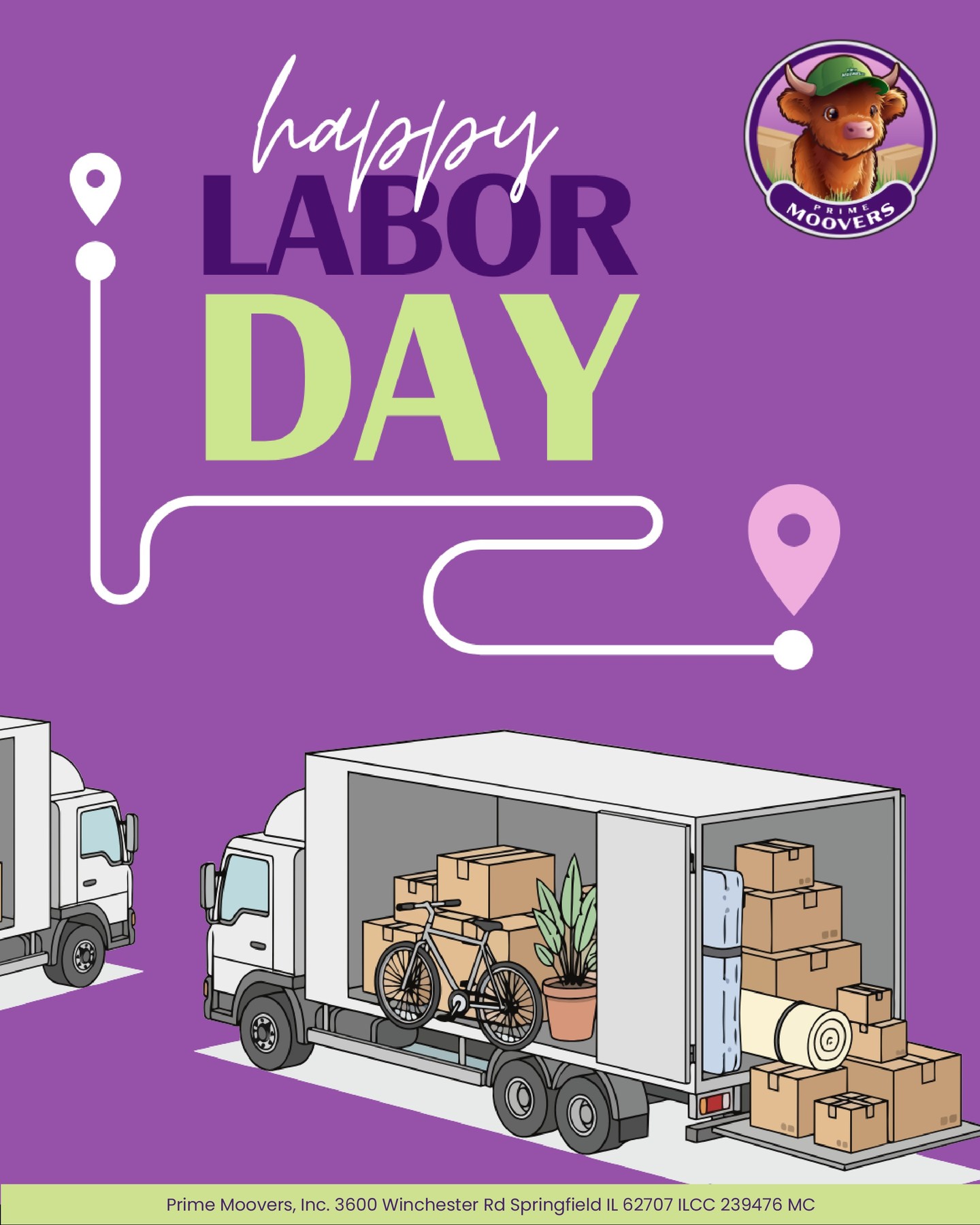 Happy Labor Day from the crew at Prime Moovers! 💜💚
Today we’re celebrating the hardworking people who keep our communities moving forward every day. Whether you’re enjoying a well-earned day off, firing up the grill, or getting a head start on your next move, we hope you have a safe and relaxing Labor Day.
And if moving is on your fall to-do list, you know who to call. 📦🚚