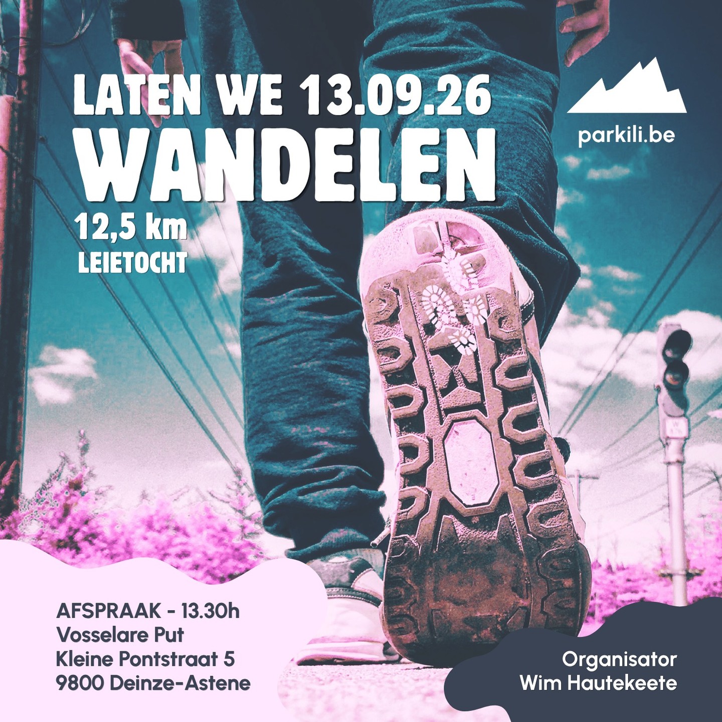Zin in een sportieve namiddag met Wim? 👟🌿
Wandeling met Wim - regio DEINZE
13 september 2026 • 13:30–17:30
Kleine Pontstraat 5, Deinze
Bevestig jouw aanwezigheid en stap mee met Parkili-leden. Link in Bio
#Wandeling #Deinze #Parkili #Outdoor #SamenWandelen #GezondLeven #Natuur