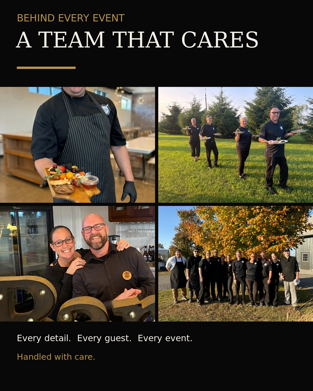 Behind every Indulge event is a team that genuinely cares.
A team that arrives ready to work, pays attention to the smallest details and understands how important the day is to the people we’re serving.
From the kitchen and bar to setup, dinner service and cleanup, every person plays a part in creating an experience that feels thoughtful, organized and welcoming.
We’re proud of the people who represent Indulge and the care they bring to every plate, every guest and every event.
#TeamIndulge #CateringTeam #BehindTheScenes #EventProfessionals #KWCatering #KitchenerEvents #WeddingCatering #IndulgeCatering