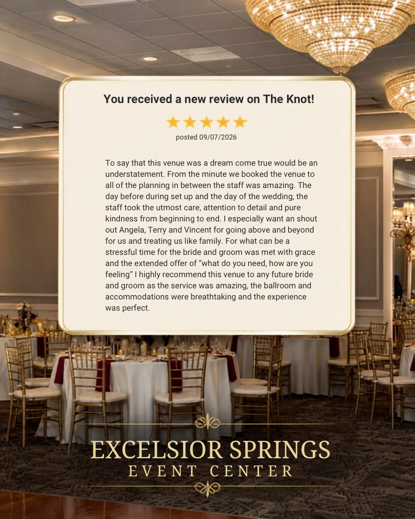 This is why we do what we do. 🤍
There’s nothing quite like seeing a couple’s vision come to life and being part of one of the most meaningful days of their lives.
We were honored to host another beautiful wedding this past weekend, and this heartfelt review from our newlyweds means so much to our entire team. From the planning process to the final dance, our goal is always the same: to make our couples feel cared for, celebrated, and at home.