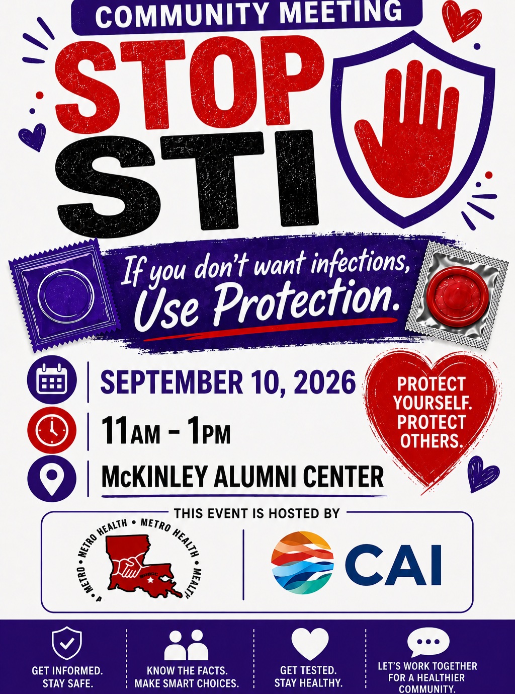 It's just 2 days away! Join us at the McKinley Alumni Center (1520 Thomas H. Delpit Drive) as we roll out our plan and gather more insights from the Baton Rouge community regarding the rising rates of STIs/STDs. FREE food, prizes, and much more! Come out and lend your voice. Call 225.338.9333 for more info. #STOPSTI #communitymeeting #brmetrohealth #joinus #communityevent #CommunityMatters