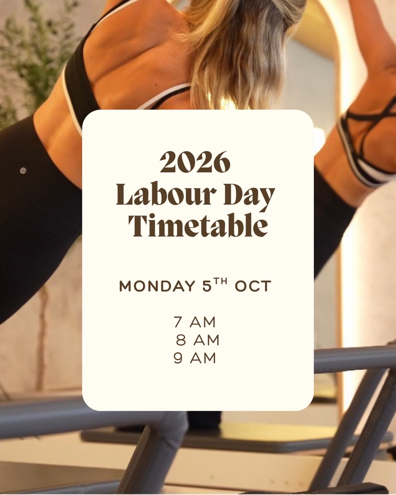 We’ll be running a reduced class schedule this Labour Day, with 3 morning classes:
✨ 7:00am
✨ 8:00am
✨ 9:00am
Spaces are limited, so we recommend booking early via the Urban Pilates App.