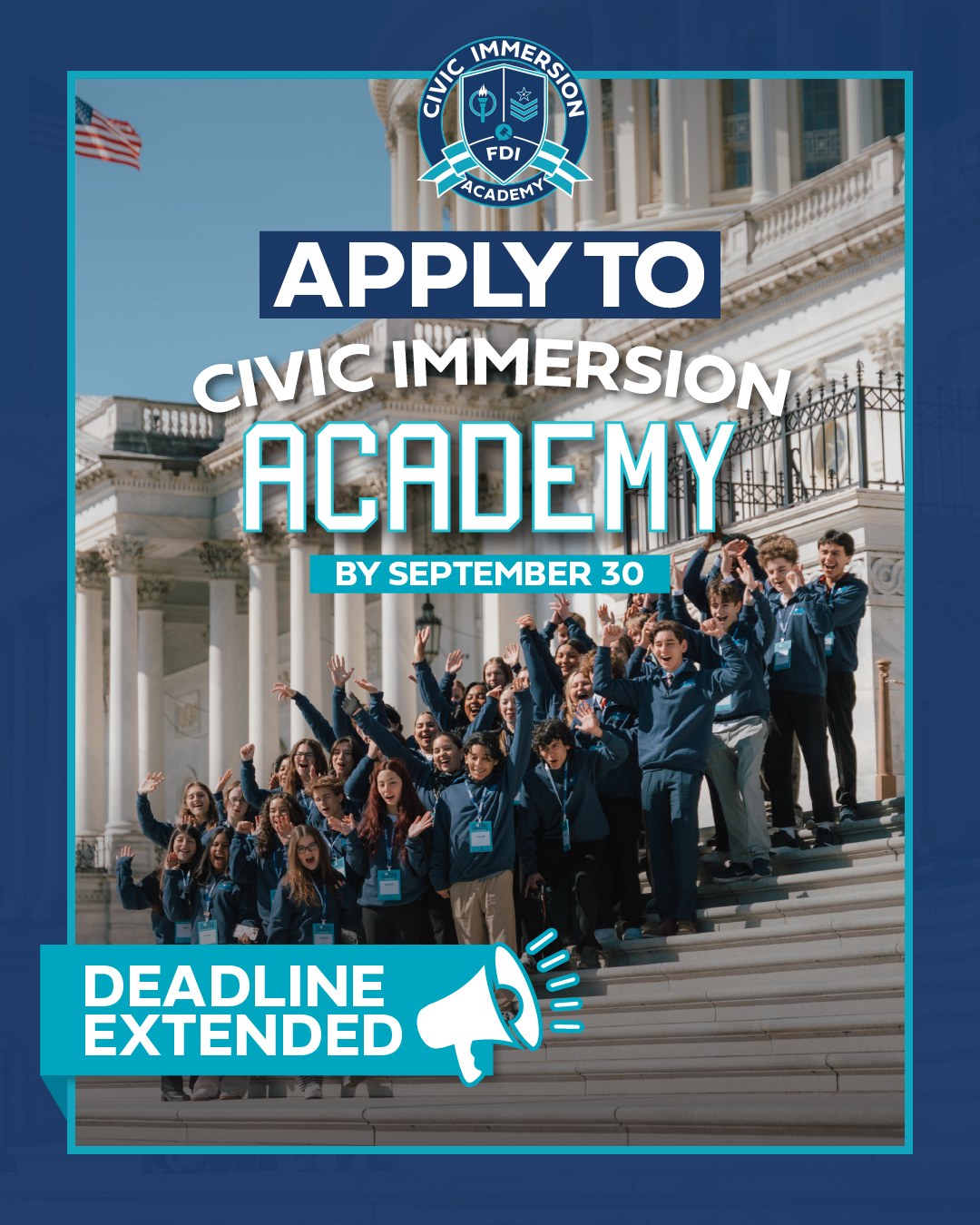 🔔 Good news: The deadline to apply to the Civic Immersion Academy has been EXTENDED to September 30!
This year-long, all-expenses-paid civic leadership program takes students across the nation, to Washington, D.C., Philadelphia, Boston, and even a U.S. military base, for a firsthand look at how leadership, government, and public service really work. Along the way, you'll be paired with a mentor and complete a capstone service project of your own.
This isn't a field trip. It's your chance to step inside the story.
You'll learn from people doing the work. You'll explore the institutions that shaped our country. And by the end, you won't just know more about civic leadership; you'll have practiced it.
Only 30 spots available. Apply by September 30 at floridadebate.org.