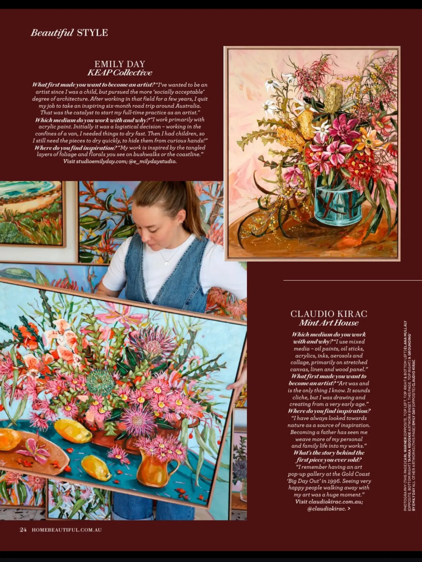Well this is exciting!!
The latest issue of @homebeautiful has just been released, and I'm lucky enough to be included in this article.
It features a lineup of some amazing Australian artists, ahead of the Sydney Affordable Art Fair in Sydney in November. I'll be there with my crew @keap_collective.
Thanks to the Home Beautiful team, Anna Coyne, @rebecca.hooton and then @georgiequigley_pr for putting together such a beautiful article. Now to get my hands on the physical copy.
Would love to know if you've seen it already!
---
My photo credits:
Bottom left - @katequinnart
Top right - Carl Warner