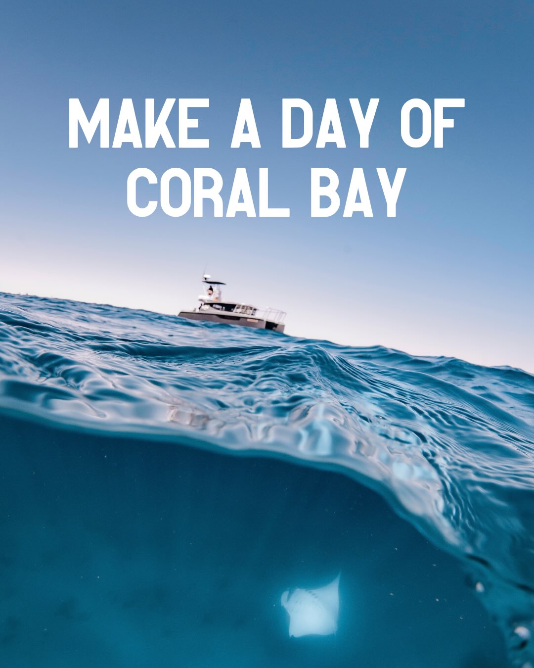 Coming to Exmouth for the school holidays? 🌊
Make a day of it and head down to Coral Bay for a Coral Bay Exclusive adventure on Wirraji.
Staying in Exmouth? We can get you to Coral Bay and back.
Already in Coral Bay? Meet us at the boat ramp and jump straight aboard.
Staying at Bullara? We’re running Saturday pickups throughout the school holidays. @bullarastation
Small groups, beautiful reef, mantas, turtles and plenty of time to explore the Ningaloo. 🤍
School holidays are looking pretty good from out here.
Photos @beclaidlaw.photography @ollieclarkephoto @lauratierney
#coralbayexclusive #coralbay #mantarays #schoolholidays #bullarastation