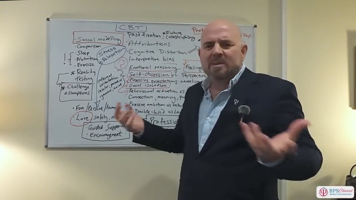 Most of us wait until we feel like doing something before we do it.
Most of us wait until we feel like doing something before we do it. When mood is low, that wait can last a very long time, because low mood is extremely good at explaining why nothing is worth the effort.
Ben Bruce on the behavioural half of CBT: connection, sleep, movement, and why action tends to come before motivation rather than the other way around.
Part 3 of our Whiteboard series out now!
