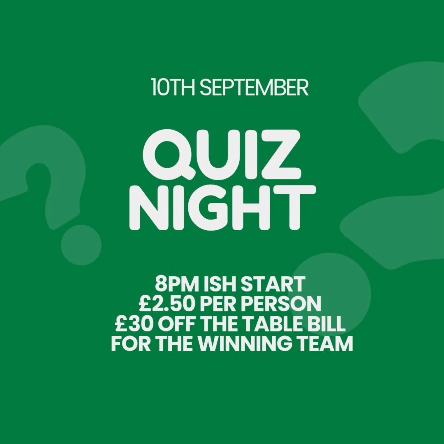 The Quizmaster has spoken and moved this months quiz to this week! Short notice but tables are available so ☎️ or 📧 to book!