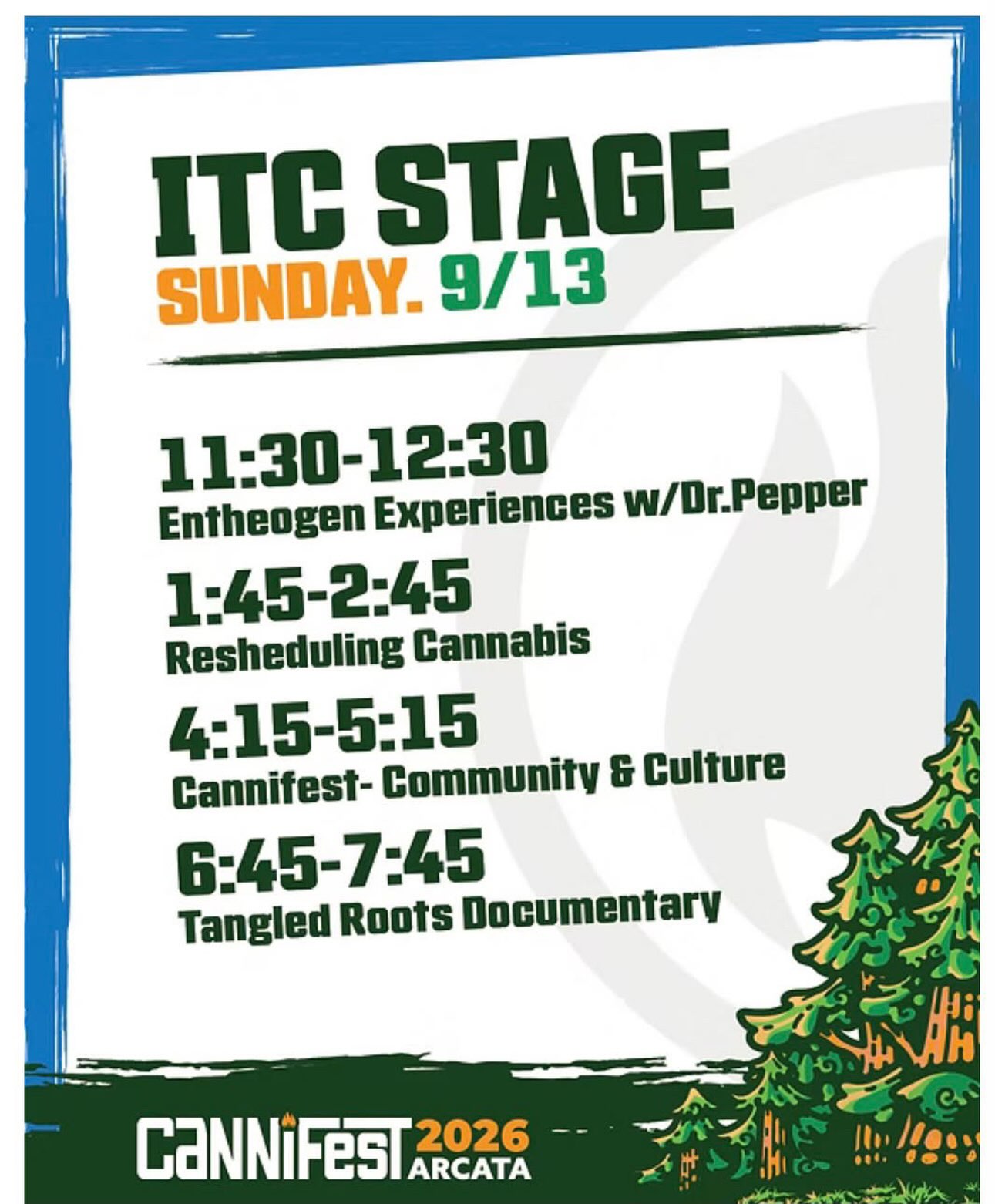 Into the Cannabyss Stage Schedule ‼️🚨
Sunday, September 13th 📍 Arcata Ballpark ⚾️🏟️