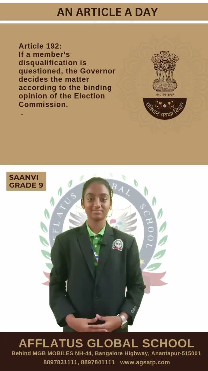 Article 192:
If a member’s disqualification is questioned, the Governor decides the matter according to the binding opinion of the Election Commission.
.