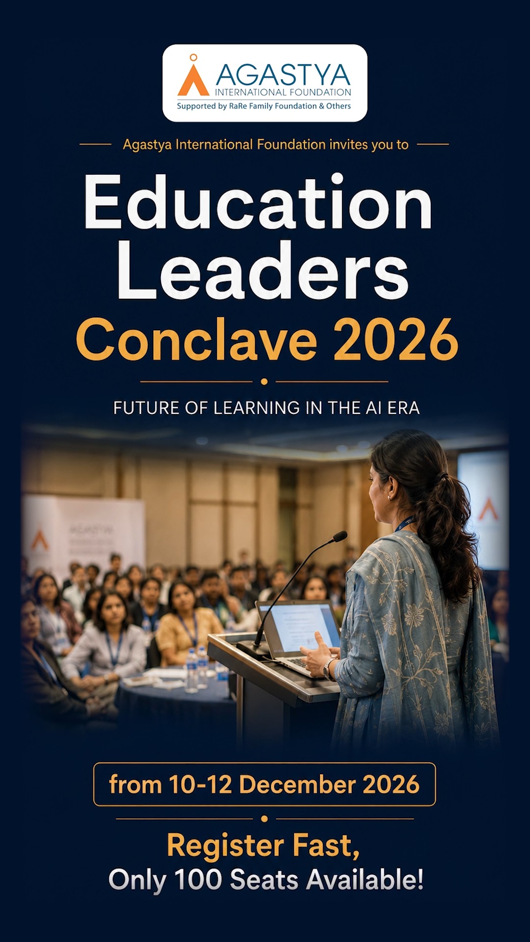 What will it take to prepare schools for an AI-powered future?
Not more conversations. **Real experimentation, practical frameworks, and decisions leaders can act on.**
This December, 100+ education leaders will come together to explore what AI means for classrooms, teachers, policies, and the future of learning.
Three days to learn, question, build, and leave with something you can take back to your school.
**Education Leaders Conclave 2026**
The Future of Learning in the AI Era
10–12 December 2026 | Gudivanka, Kuppam
**Register today.**
#ai #education #aieducation #learnai #eventsinindia