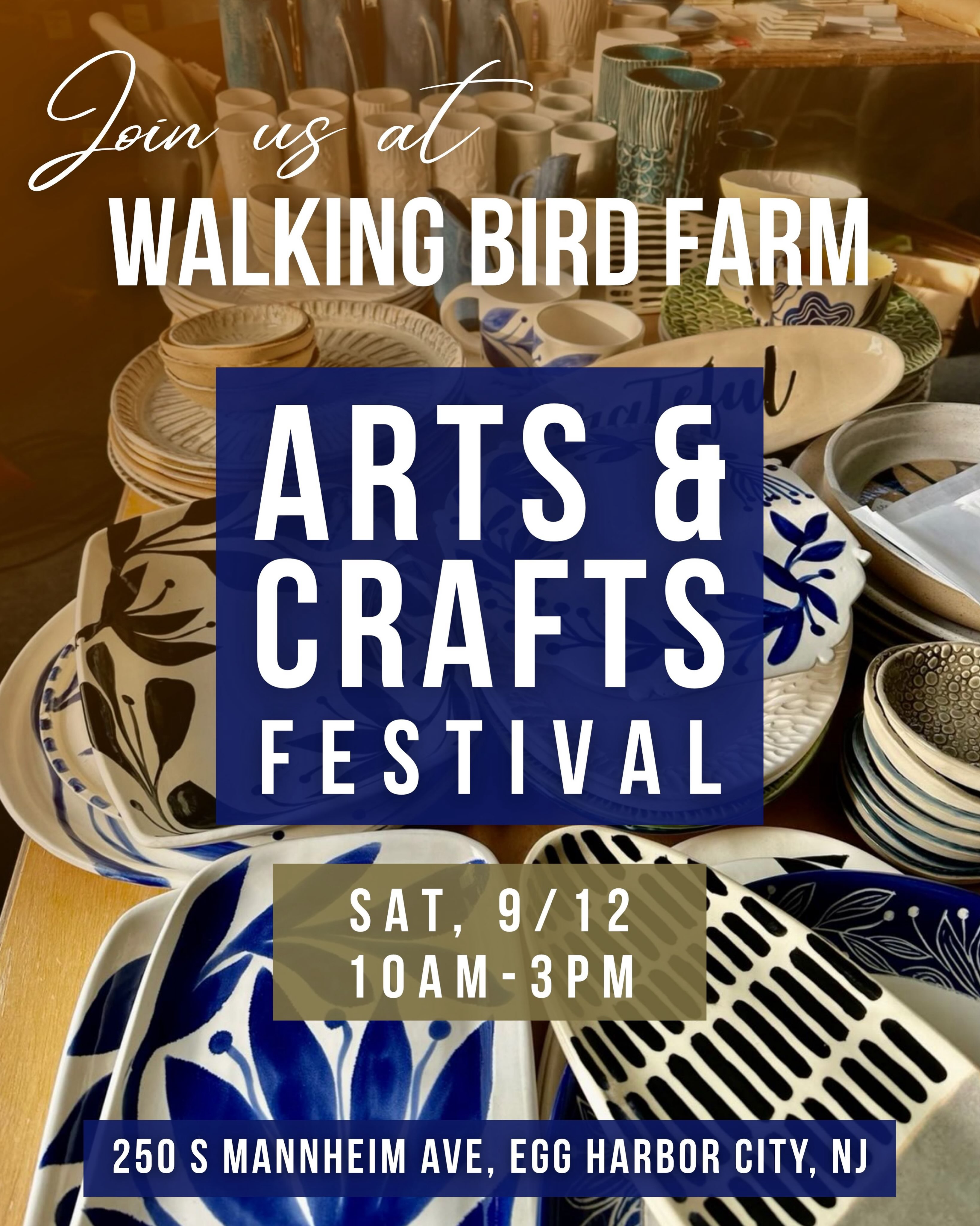 Join MudGirls this Saturday at Walking Bird Farmās Arts and Crafts Festival!
We are so excited to be alongside over 30 different local crafters and vendorsšØ
Come enjoy LIVE music, artist demonstrations, food, drinks and face painting for the kids, all while shopping for unique items and gifts from some of the most talented makers in South Jersey!
See you there :)
#artfestival #southjersey #walkingbirdfarm #farmersmarket