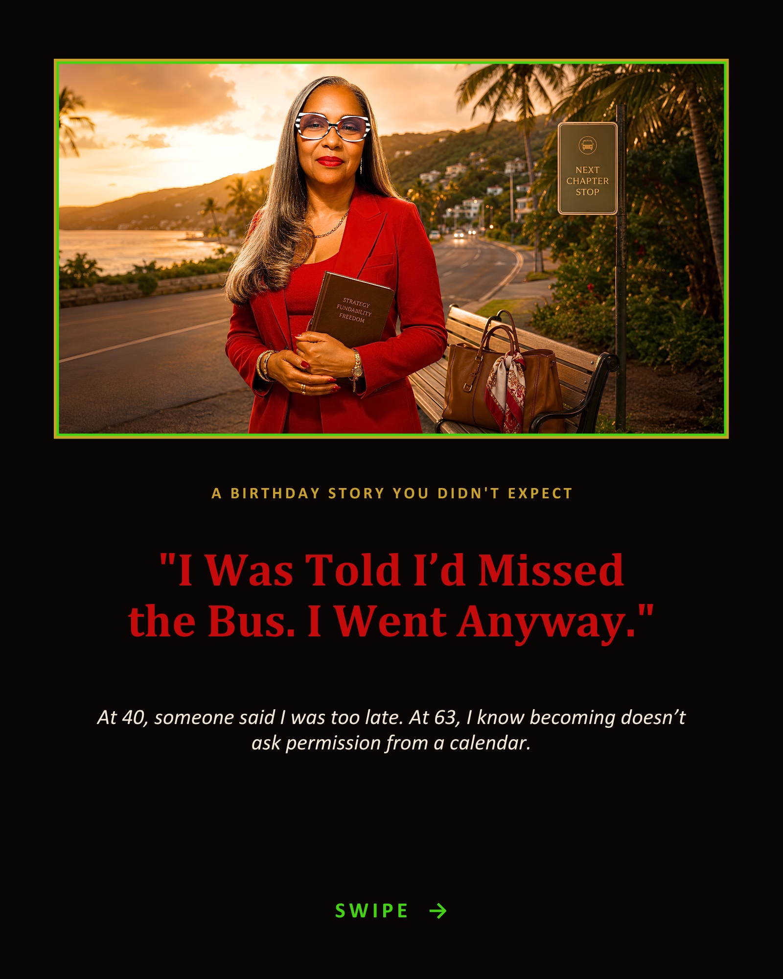 At some point, many women quietly decide that their timing has passed.
🔴 Too late to start the business.
🔴 Too late to go back to school.
🔴 Too late to change careers.
🔴 Too late to ask for funding.
🔴 Too late to become the woman they now know they want to be.
I know that conversation because I lived it.
At 40, somebody thought I had “missed the bus.”
I went anyway.
9 years. 3 Degrees. One Doctorate almost completed.
At 55, I started my consultancy.
At 63, I'm still building.
And somewhere along the way, I learned this:
"Not ready yet and incapable are not the same thing."
Sometimes the gap is real.
You may need more knowledge.
Better systems.
A qualification.
Capital.
A stronger network.
Help.
But a gap is not a verdict.
You can identify it.
Build what's missing.
And move.
That's part of why this article became my best-performing piece on Substack.
I think it touched something women do not always say out loud:
"That we're often carrying somebody else’s timetable for our lives."
So swipe through the carousel.
Then read the full article:
"I Was Told I’d Missed the Bus. I Went Anyway."
And then, sit with this question:
"What have you quietly decided you’re too late for — and who gave you that deadline?"
Link in Bio-and in the comments-you choose.
#womenfounders #reinvention #womeninbusiness #fundability