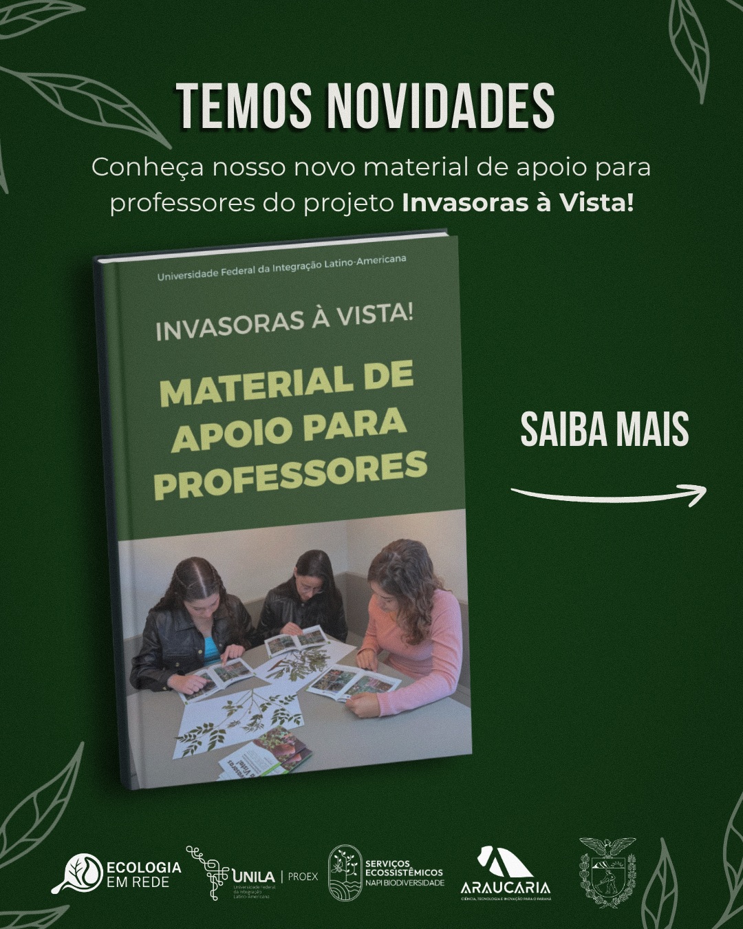 Temos novidades para os professores do Ensino Médio! 🌿📚
Acabamos de lançar o Invasoras à Vista! Material de Apoio para Professores, um guia completo e gratuito estruturado para ajudar a levar a pesquisa sobre plantas exóticas invasoras direto para a sala de aula.
👉 Acesse o portal e baixe o material gratuitamente: divulga.unila.edu.br/ecologiaemrede/ (Link na bio 🔗)
Texto/Design: Charlie Lara
OBS: Post editado.
#cienciacidada #educaçãoambiental #ecologiaemrede #UNILA #invasorasavista #conservaçãoambiental