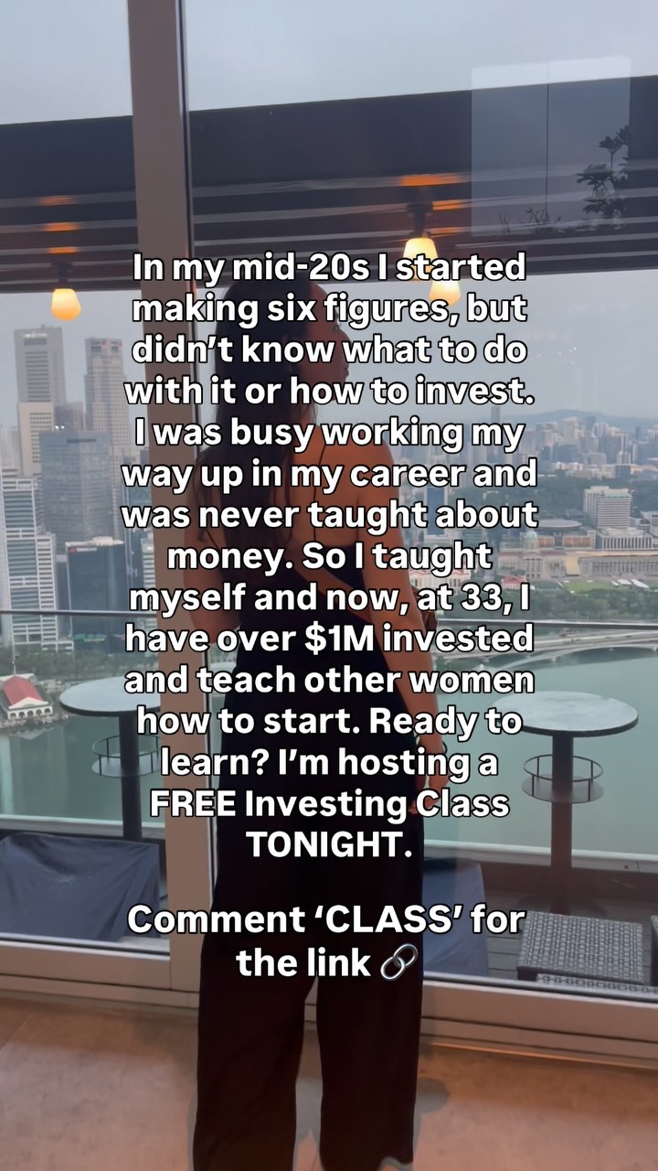 I see you 👀
You’re busy with work while managing friends, family, pets, kids, weddings, bachelorette parties, dating, travel and everything else life is throwing at you 😅
But managing your money? 😭
It’s hard to find the time!
I get it.
You need an easy to implement money plan that you know will confidently set you up not just to retire comfortably, but also maybe …
Retire early… pay for your kids education… travel the world… buy your dream home … open that business … build an animal rescue...
and whatever else you’ve been dreaming of! ✨
I help my clients learn how to take control of their finances and start investing every day and I want to help YOU! 💸
If you’re ready to get started, I am hosting a FREE Rich Woman Investing Masterclass TONIGHT 👑 that teaches busy high achieving women like yourself how to confidently start transforming your finances and build your rich life!
👉 Comment CLASS for the link 🔗
#personalfinance #financialliteracy #paywomenmore #budget