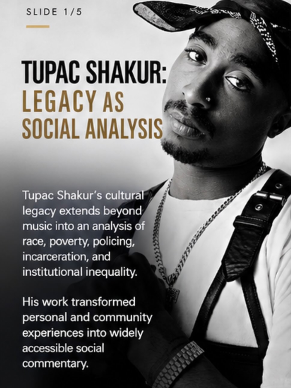 Tupac Shakur’s impact didn’t stop when the music paused. 🕊️✨
Far more than an icon, his work serves as a brilliant sociopolitical framework. He routinely used his platform for deep social commentary—challenging dominant narratives, centering lived experiences as political knowledge, and proving that art can be a massive catalyst for institutional reform.His legacy reminds us that fighting systemic inequality requires looking at structural conditions, not just individual failure. ✊🏾⛓️
Which track of his do you feel speaks most powerfully to these social issues today? Let’s talk in the comments. 👇
#TupacShakur #SocialJustice #HipHopHistory #SystemicChange #KeepYaHeadUp