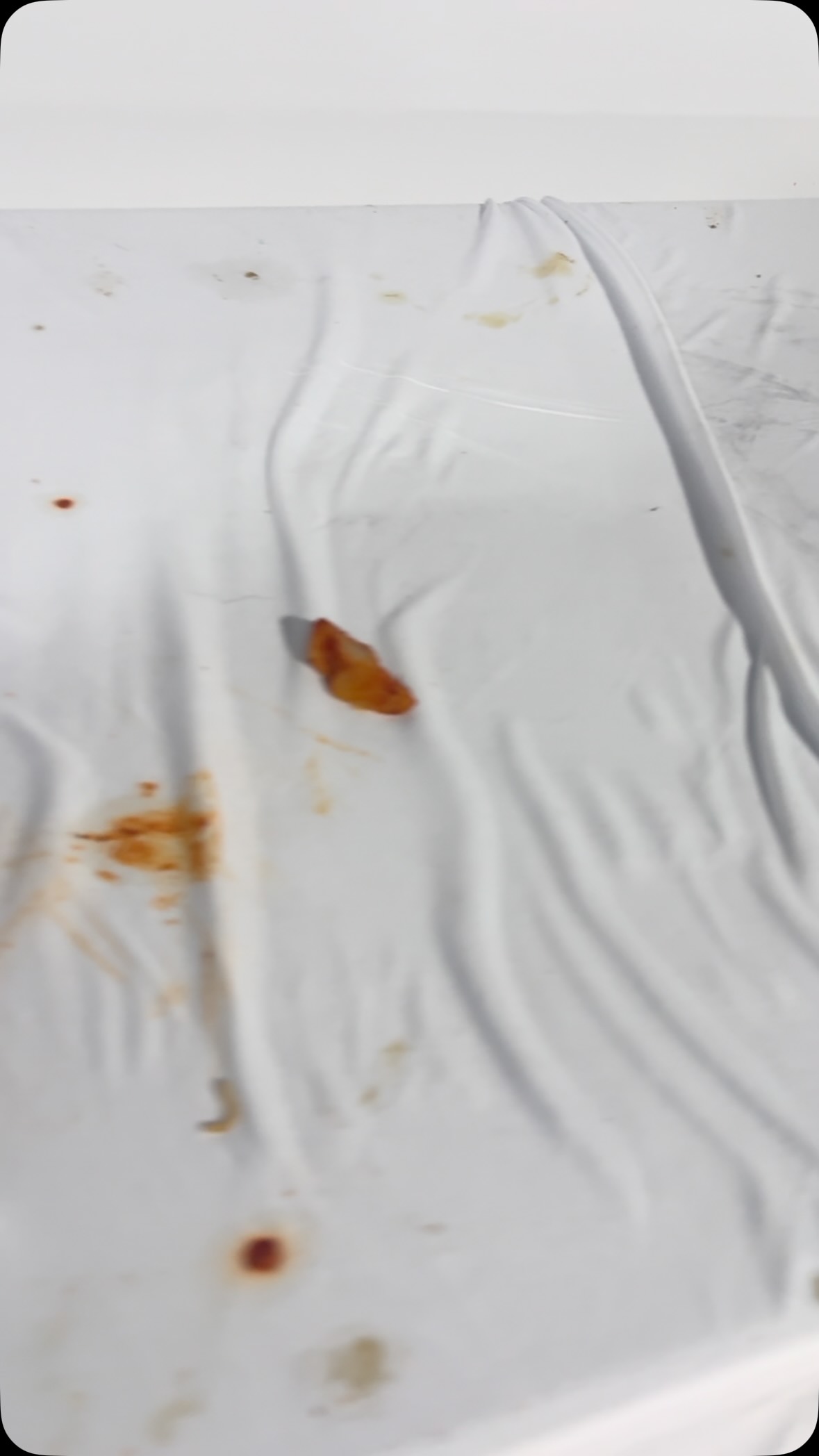 This is why we no longer rent our linen for food tables… they normally go right in the trash after this… this client brought their own, we trashed them afterwards 💕