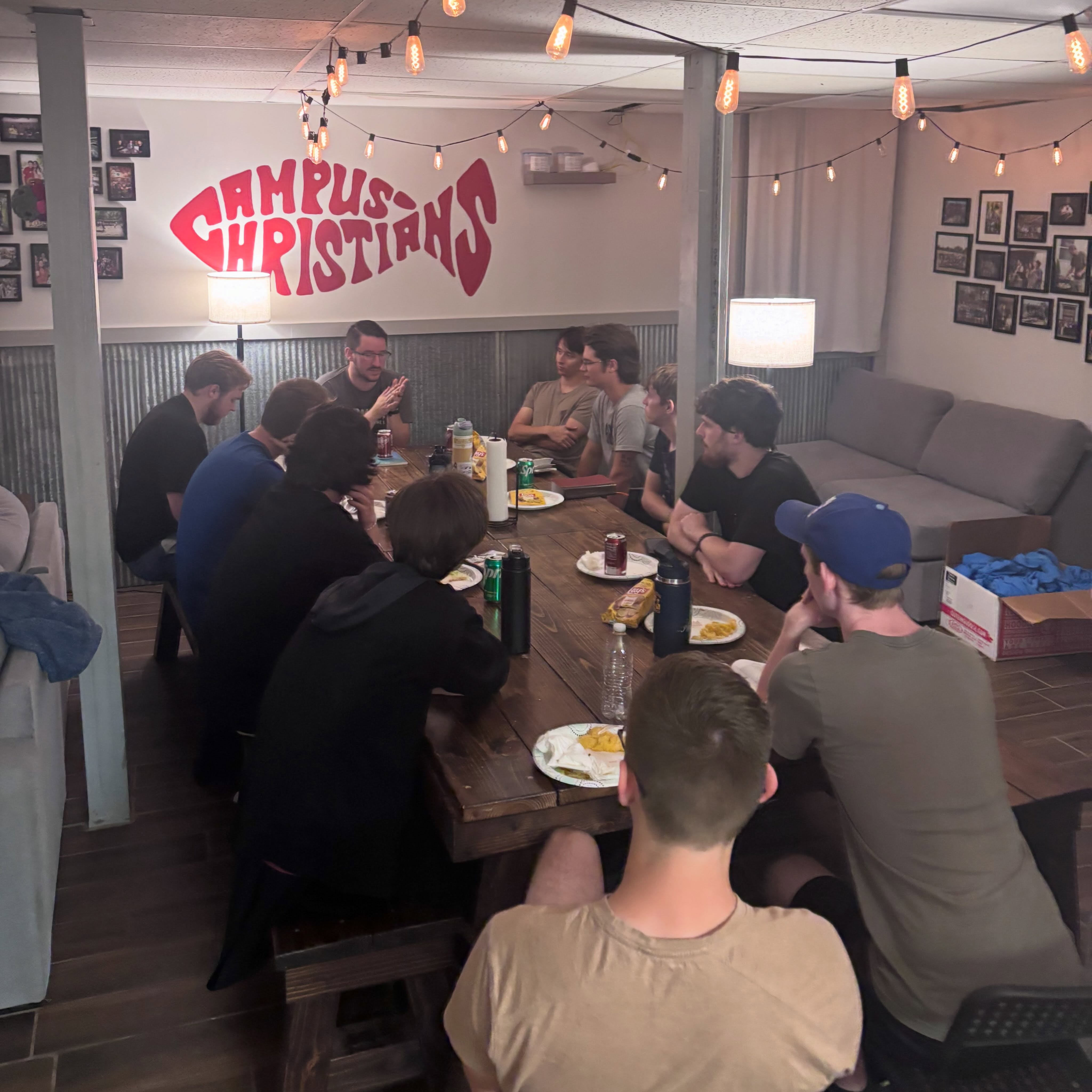 CCโs esteemed gentlemen gathered together to talk about Biblical manhood through Acts! They also enjoyed some burgers & sides made by one of our guys & his wife! Big s/o to Cody for sharing with these guys ๐
Next Dinner for you guys: Sept 18th at 6:30 at the CC House!
