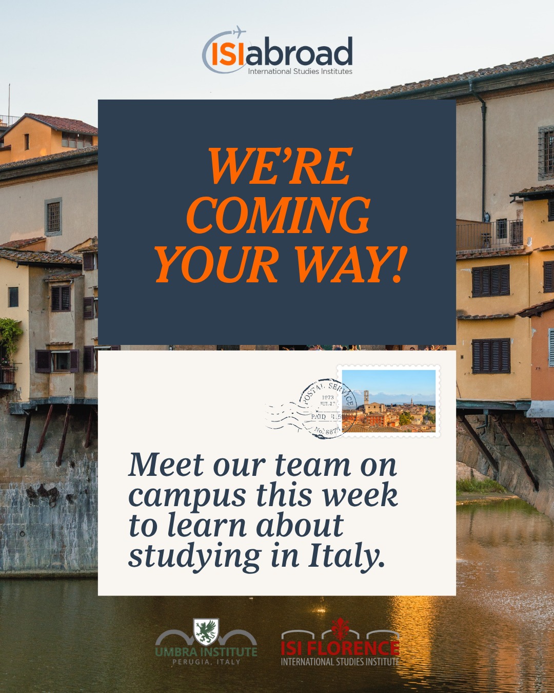 Come meet us! Our team will be visiting universities throughout September, so come say ciao! 🇮🇹
Stay tuned for more posts with our schedule for the month, so you can catch us on campus and learn more about studying abroad in Italy with ISI Abroad! ⭐
ㅤ
#studyabroaditaly
