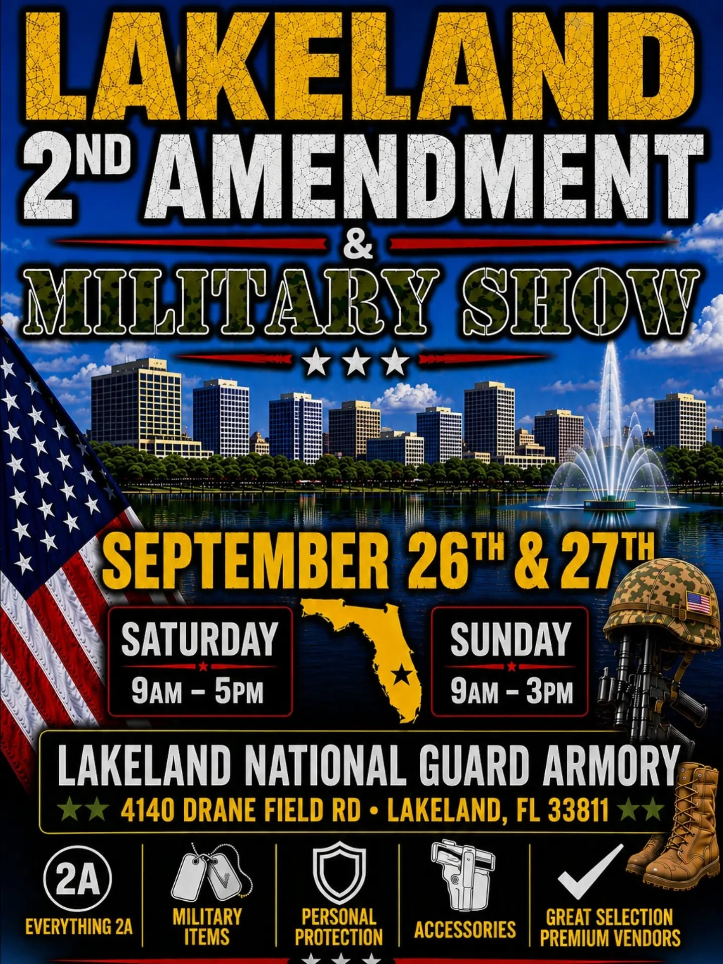 Lakeland Gun Knife & Military Show
NEW PROMOTER
BIGGER AND BETTER
Saturday 9to5 Sunday 9to3
Great Selection PREMIUM VENDORS