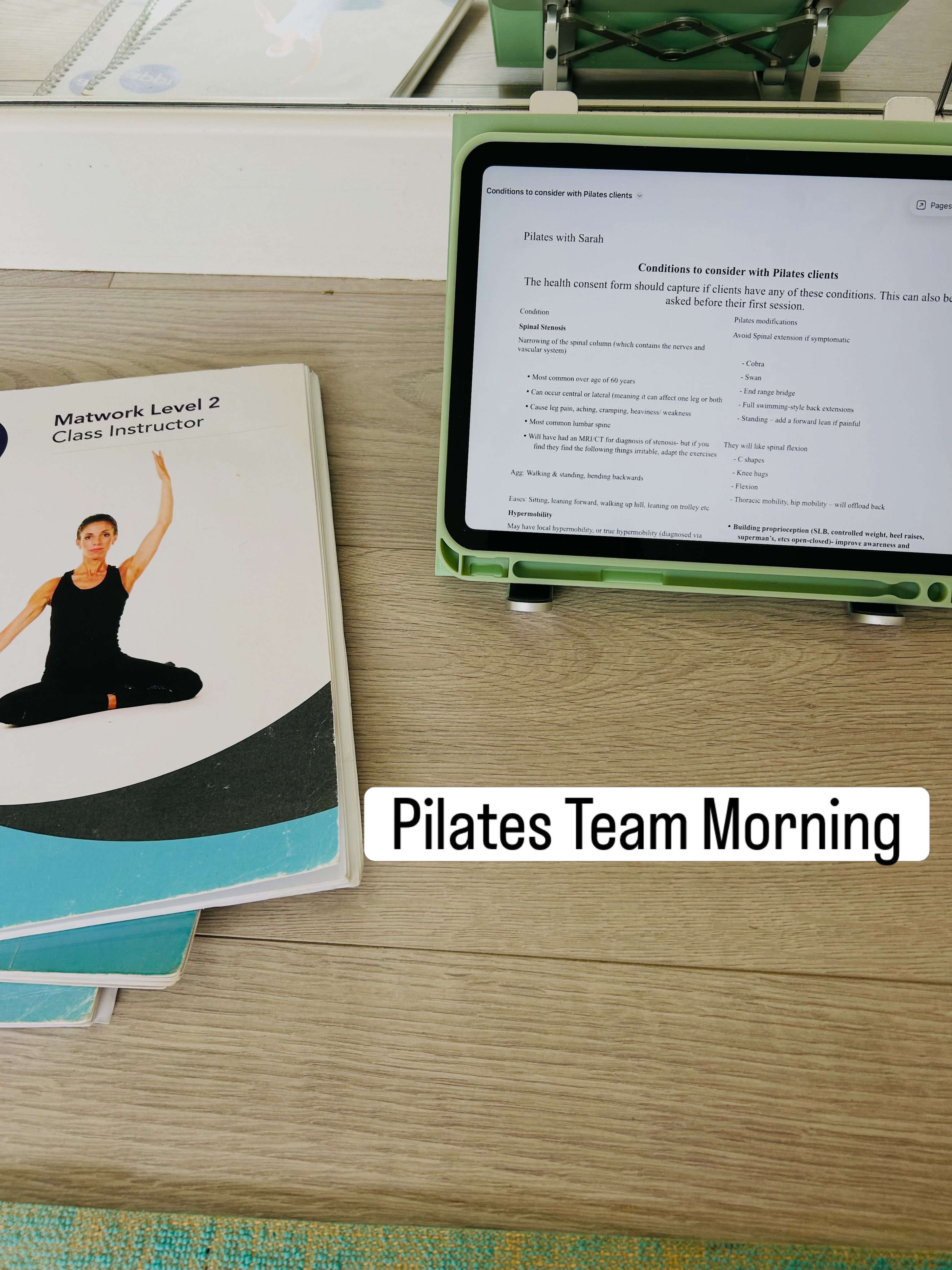 Pilates Team Refresh
This morning we met to discuss our favourite thing… Pilates! 🙌
We looked through how to adjust and provide sessions suitable and useful for clients with
- Osteoprosis
- Spinal stenosis
- Sciatica
- Diastasis Recti
- endometriosis
- Hypermobility
- Knee & Hip replacements
Looked at how we plan our sessions and deliver them to make them as enjoyable as possible ❤️
@may.philippa
xxx
#pilates #matpilates #physiopilates